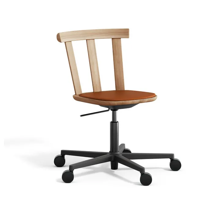 Alt tuoli kääntyvä jalusta verhoiltu istuin tammi., Elmotique 43807-luonnon öljy. Stolab