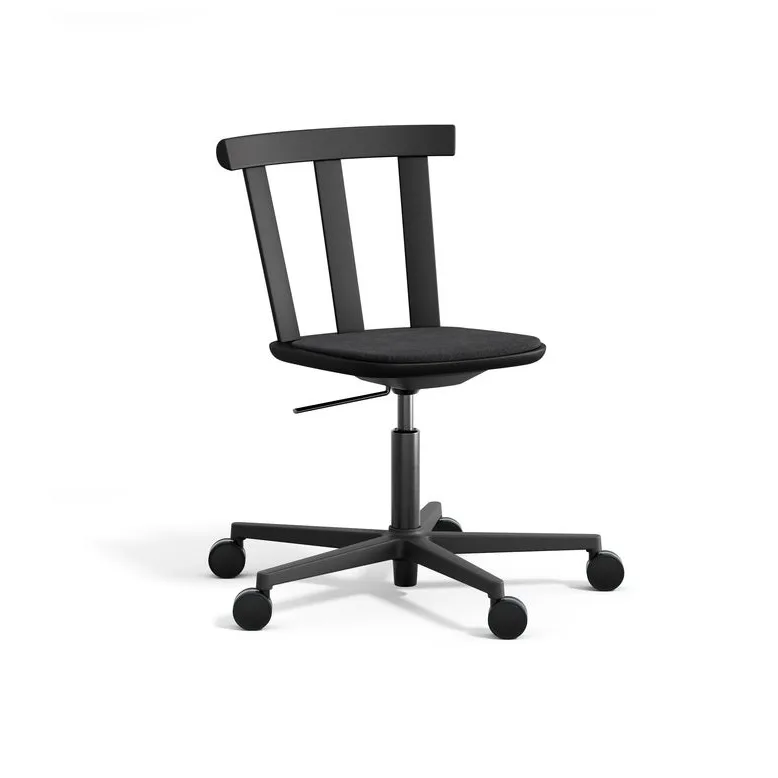 Alt tuoli pyörivä jalusta verhoiltu istuin koivu., Hallingdal 65-180 svart-mattsvart 99 Stolab