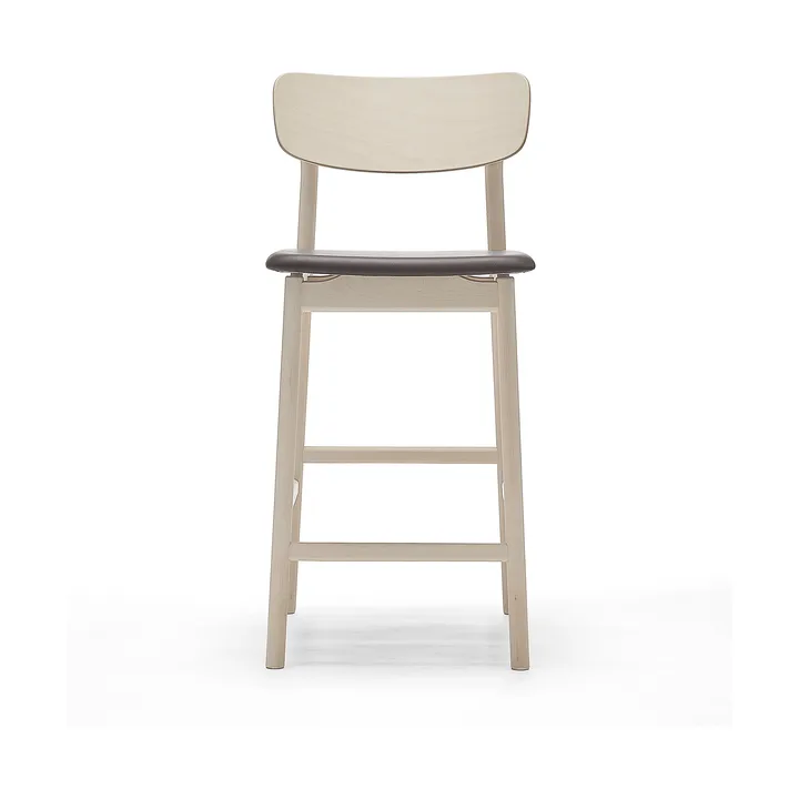 Prima Vista -baarituoli - Nahka Elmosoft tummanruskea-vaalea mattalakattu koivurunko, 65 cm - Stolab
