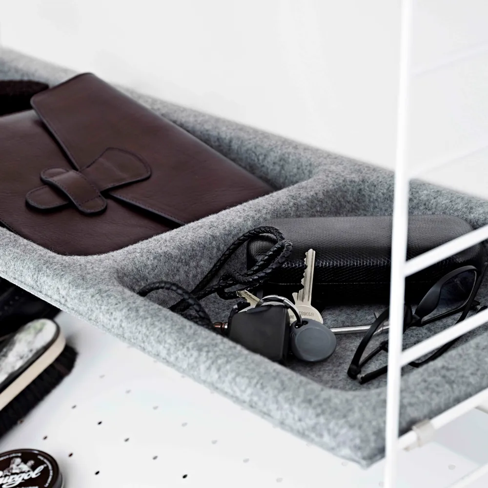 String kuppihylly, vaaleanharmaa, huopa, 78x30cm String