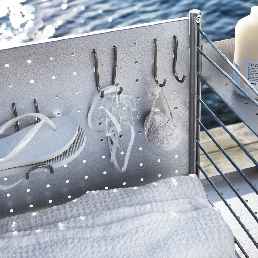 String Outdoor Vapaasti seisova koukku, ruostumaton teräs, kaksinkertainen, 2 kpl String