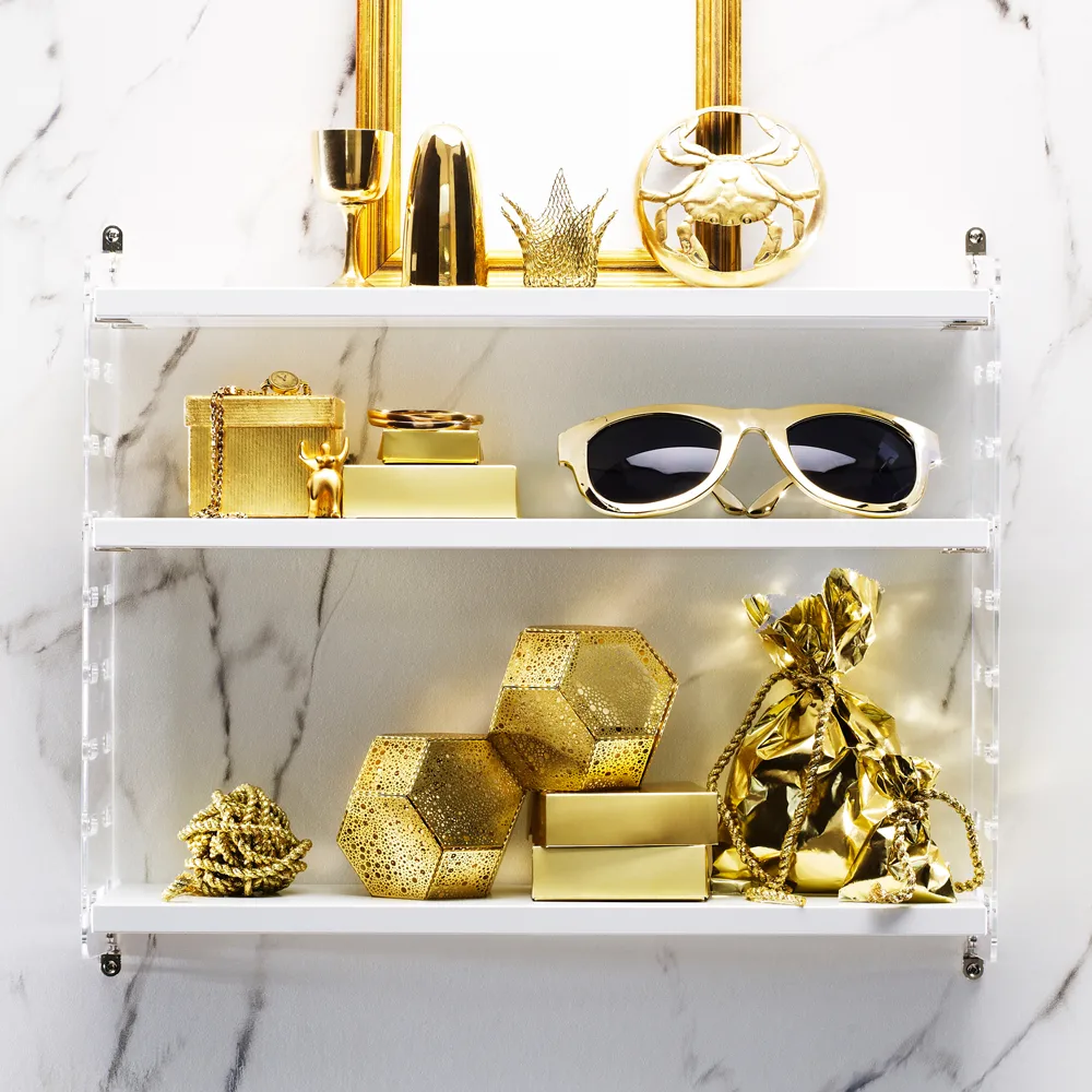 String Plex seinäpääty, Transparent, 75x30 cm, 2-pakkaus String