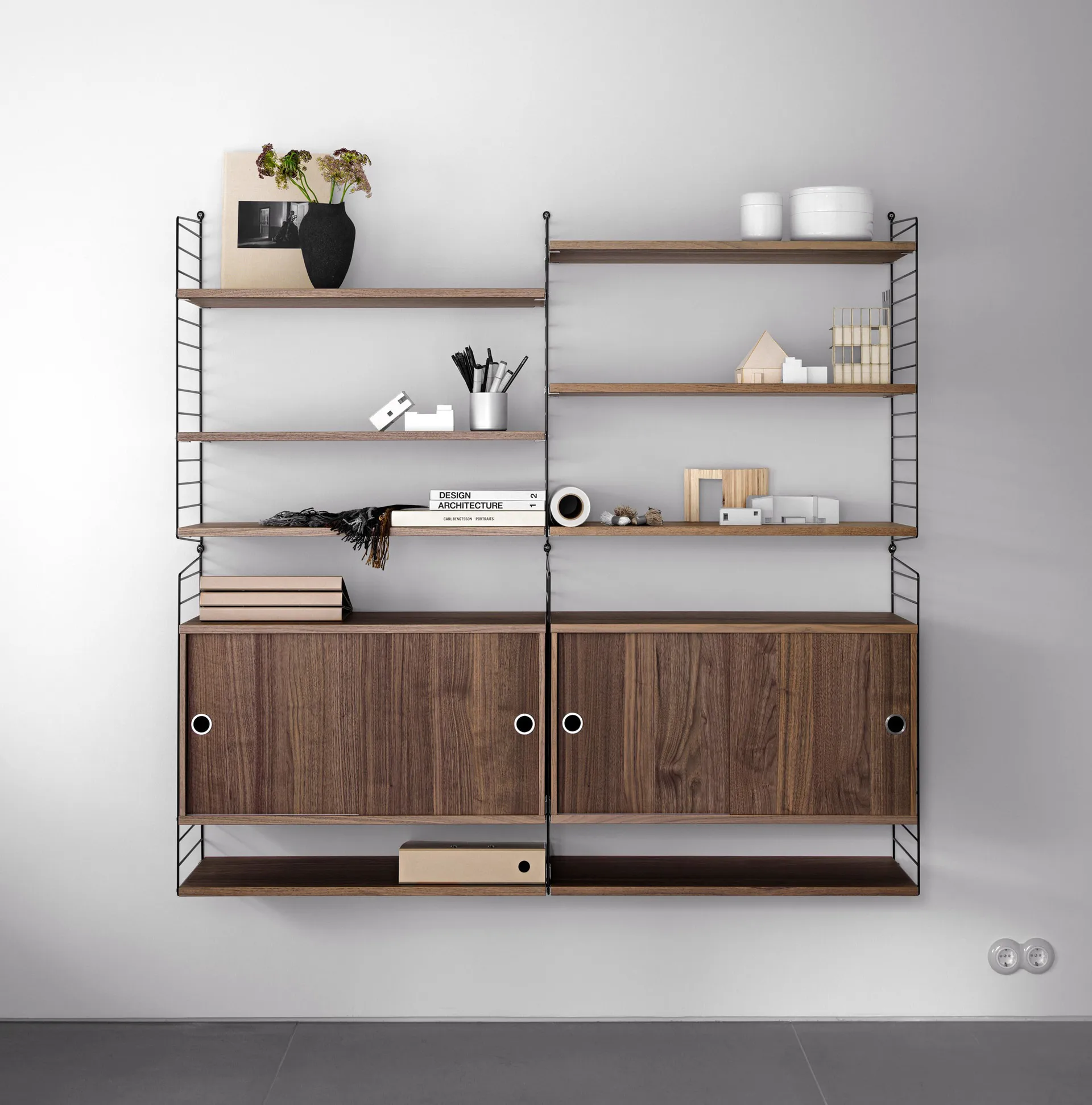 String seinäpääty, Musta, 75x20 cm, 1 pakkaus String