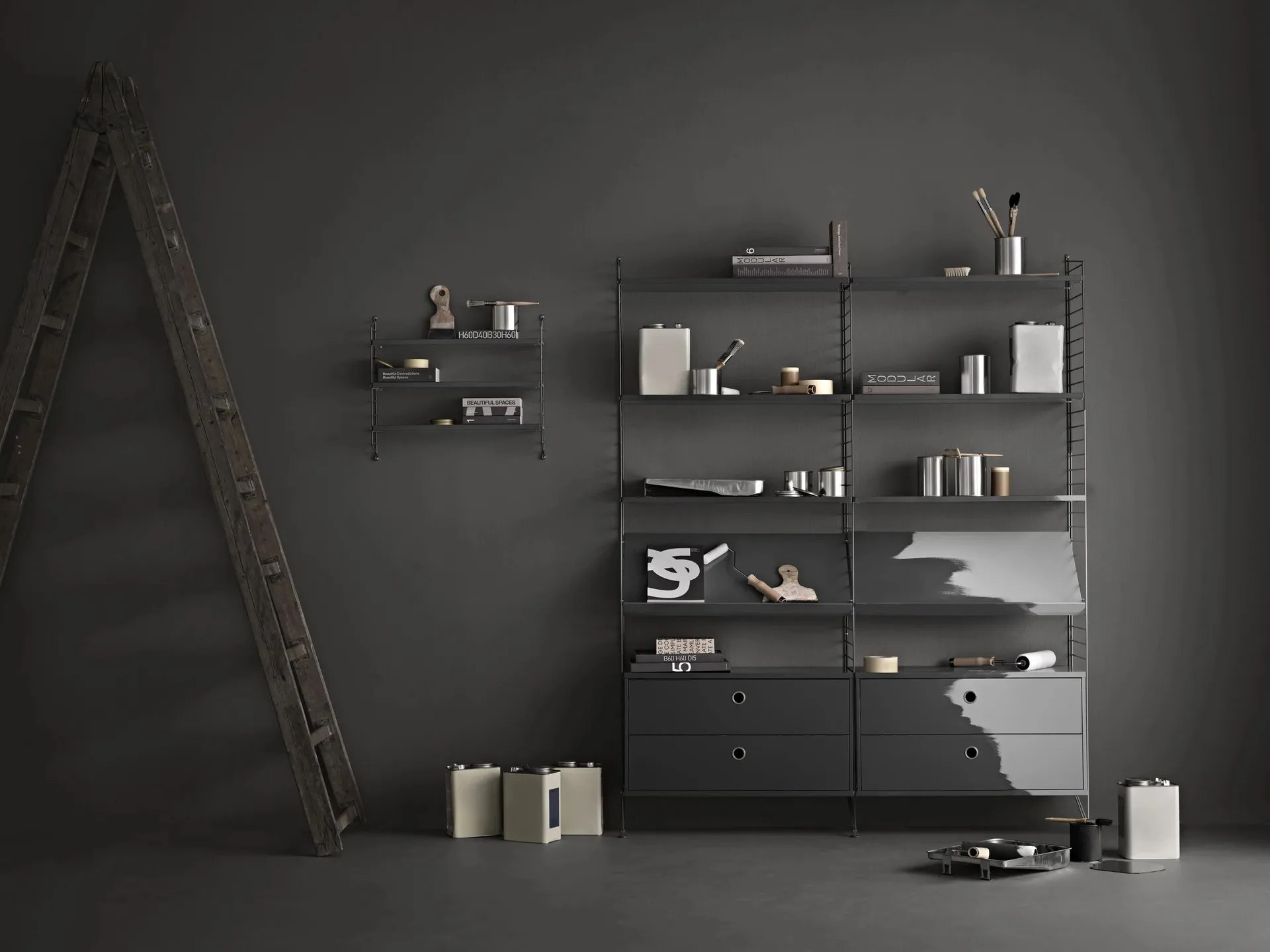 String seinäpääty, Tummanharmaa, 50x30 cm, 2-pakkaus String