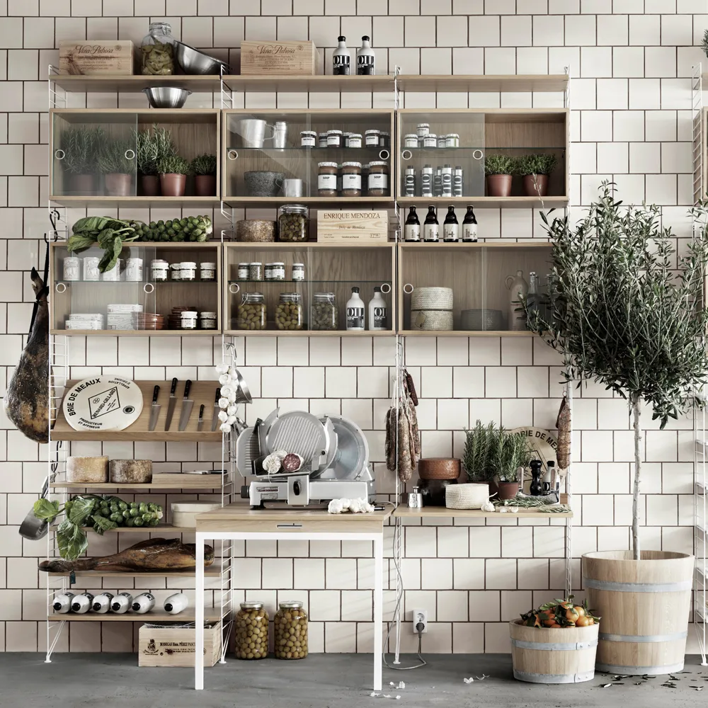 String vitriinikaappi, Saarni musta petsi, 78x30 cm String