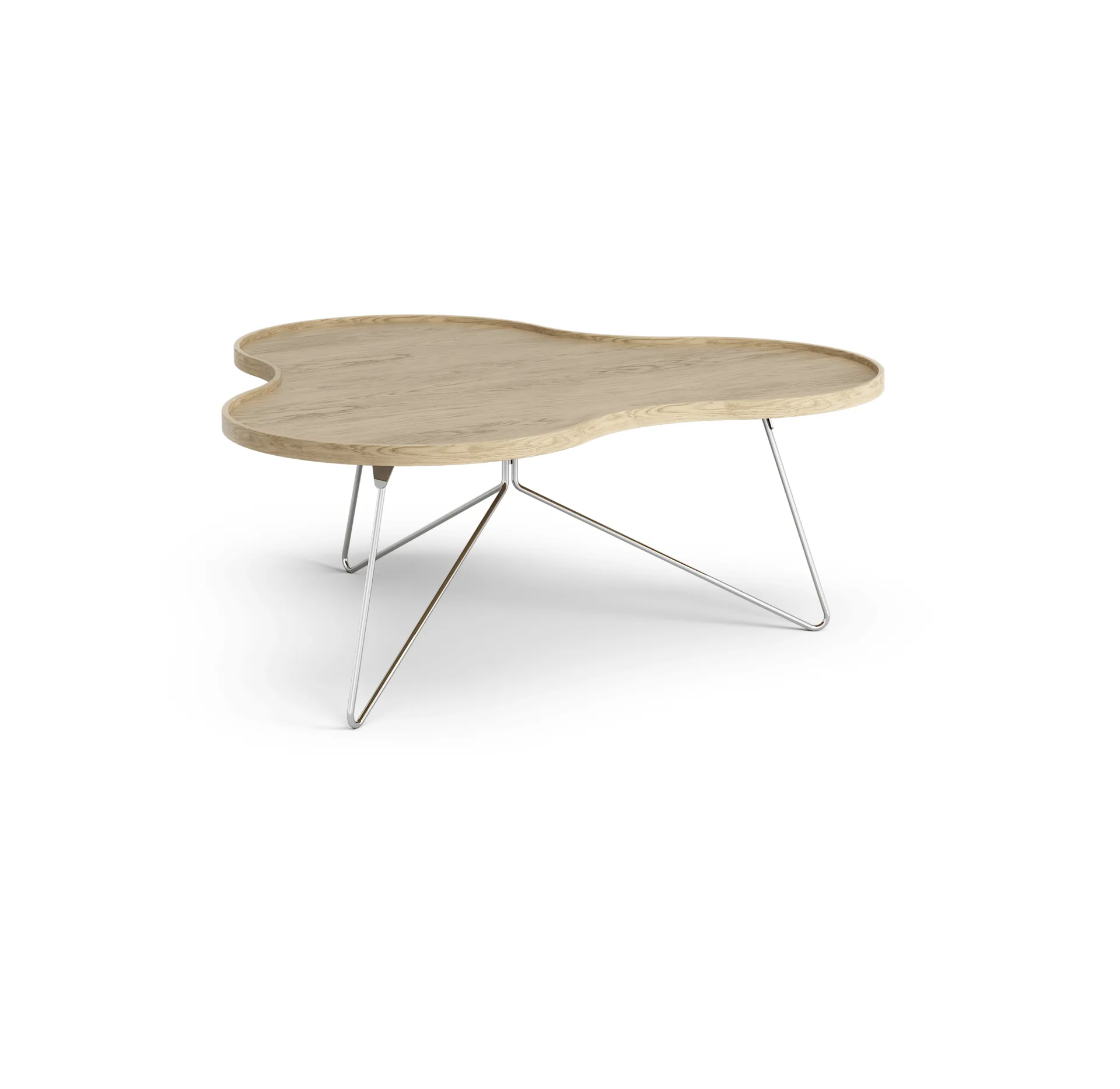 Flower mono pöytä 107 x 114 cm, Tammi luonnonvärinen, 45 cm, kromirunko Swedese