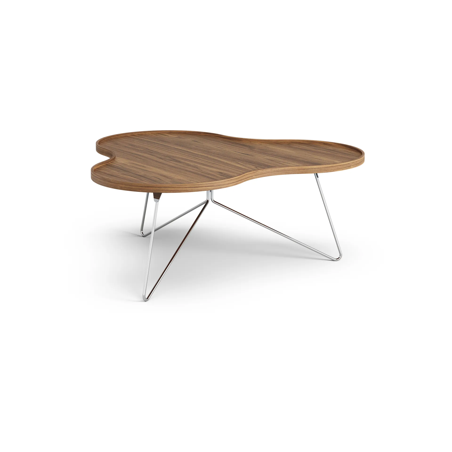 Flower mono pöytä Special Edition 107x114 cm, H45 cm-lakattu pähkinä-kromattu teräs Swedese