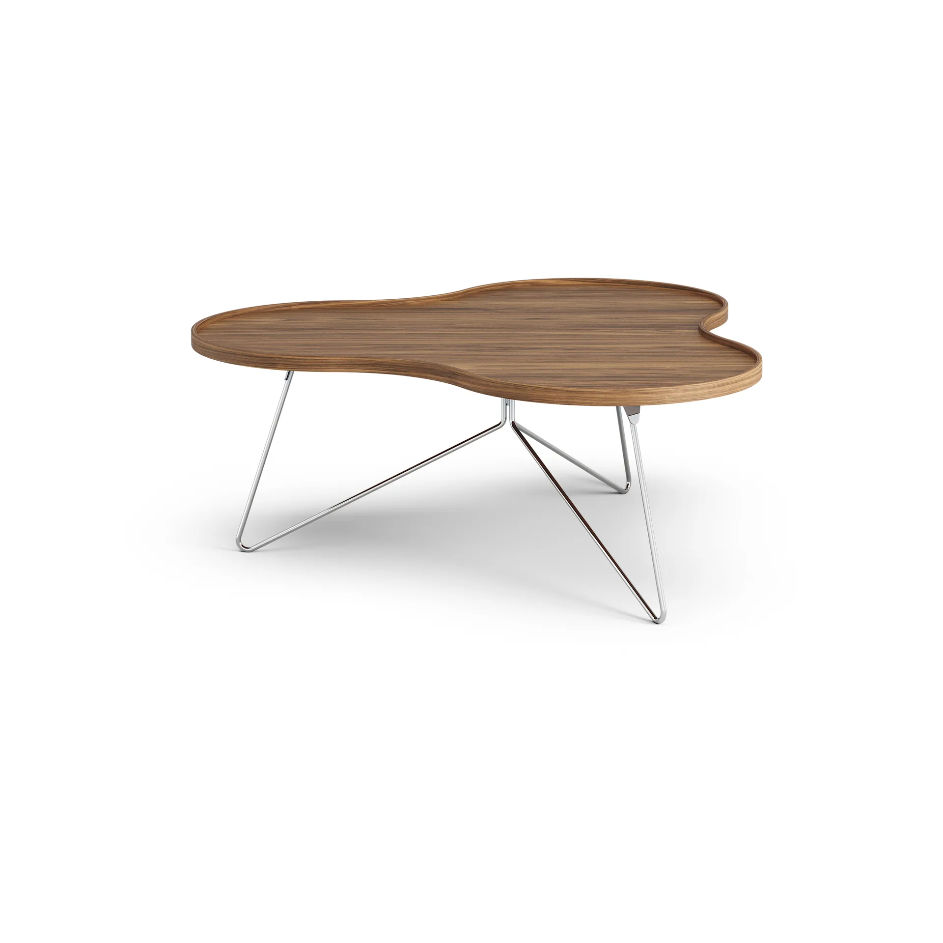 Flower mono pöytä Special Edition 107x114 cm, H45 cm-lakattu pähkinä-kromattu teräs Swedese