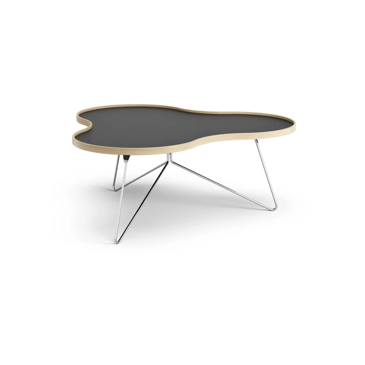 Swedese Flower pöytä 107 x 114 cm Musta, 45 cm, tammireuna, kromirunko