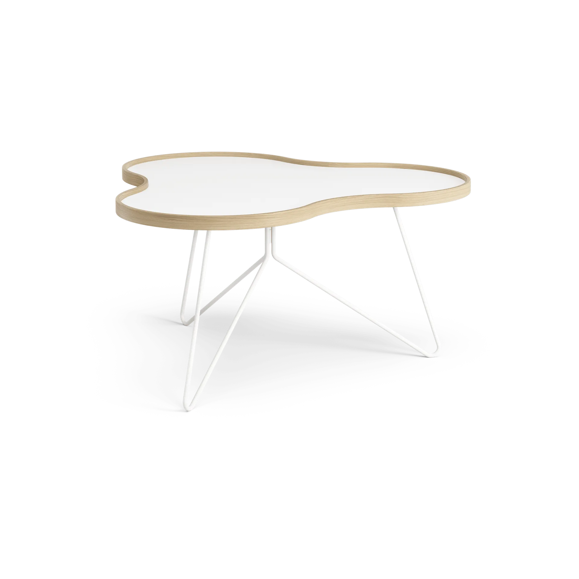 Flower pöytä 84 x 90 cm, Valkoinen, 45 cm, tammireuna, valkoinen runko Swedese