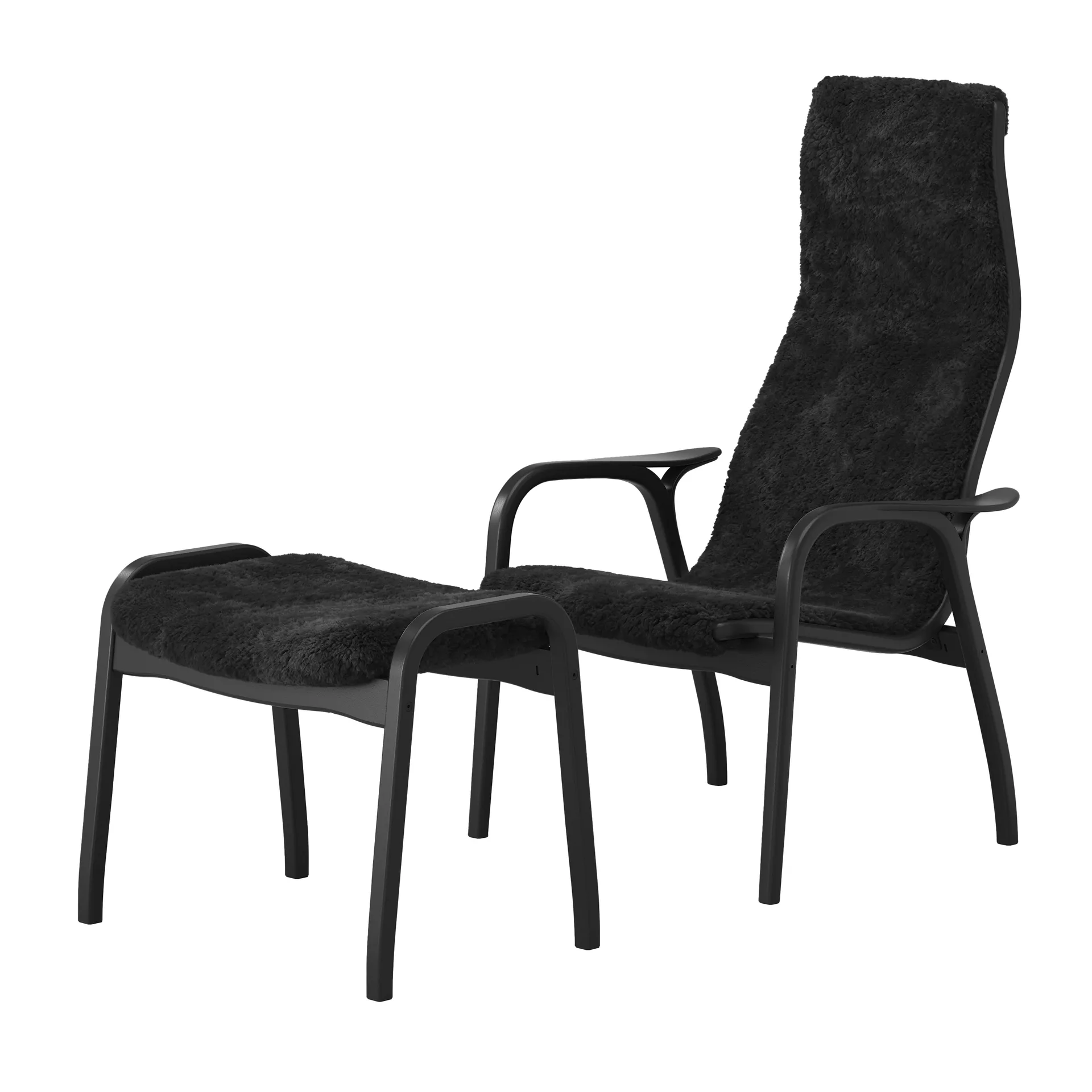 Lamino nojatuoli ja jalkarahi Black Edition, Musta Swedese