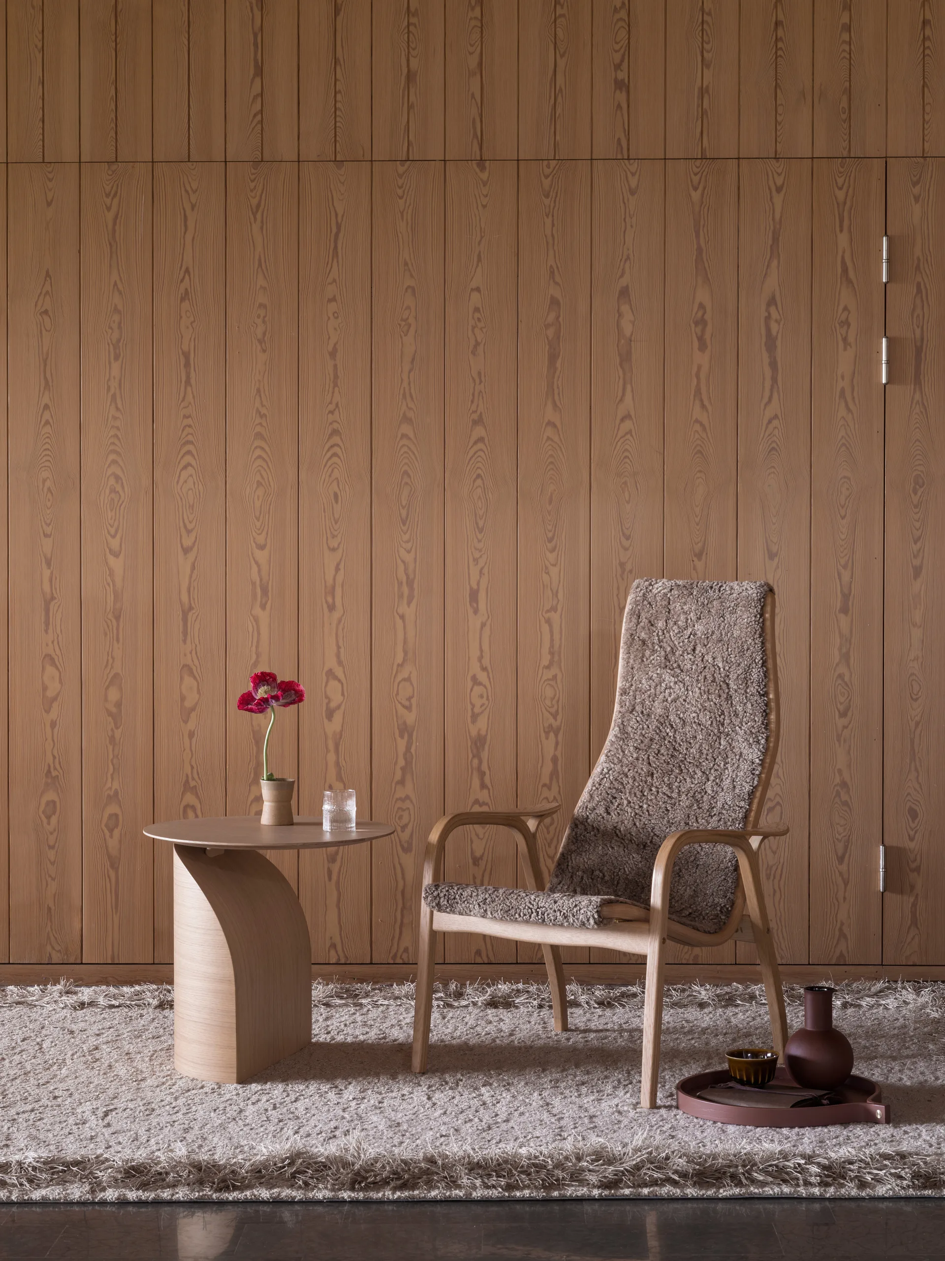 Lamino nojatuoli lakattu pyökki/lampaannahka, Moonlight (beige) Swedese