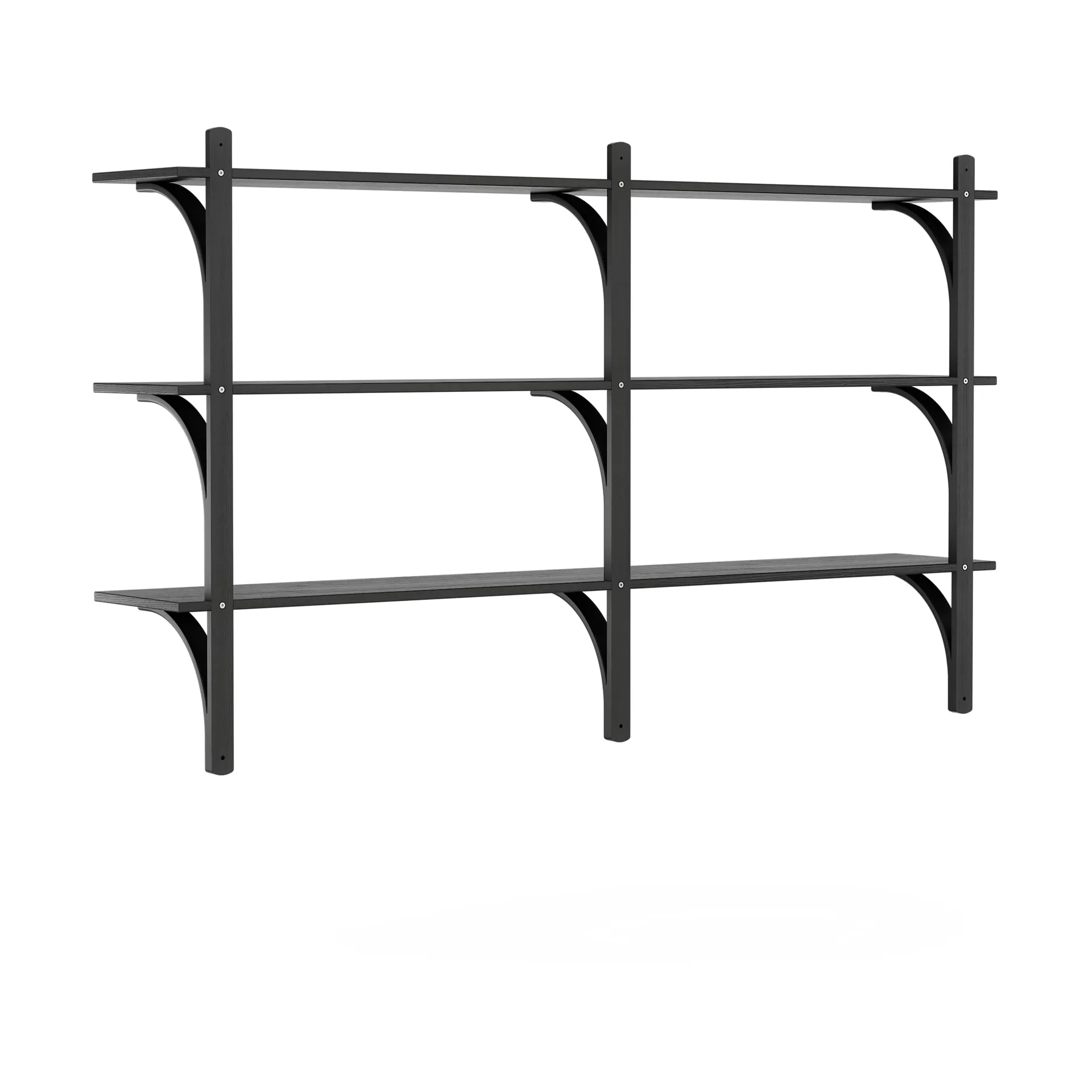 Levi hylly 3 hyllytasoa, Musta lasitus, messinki, 180 cm Swedese