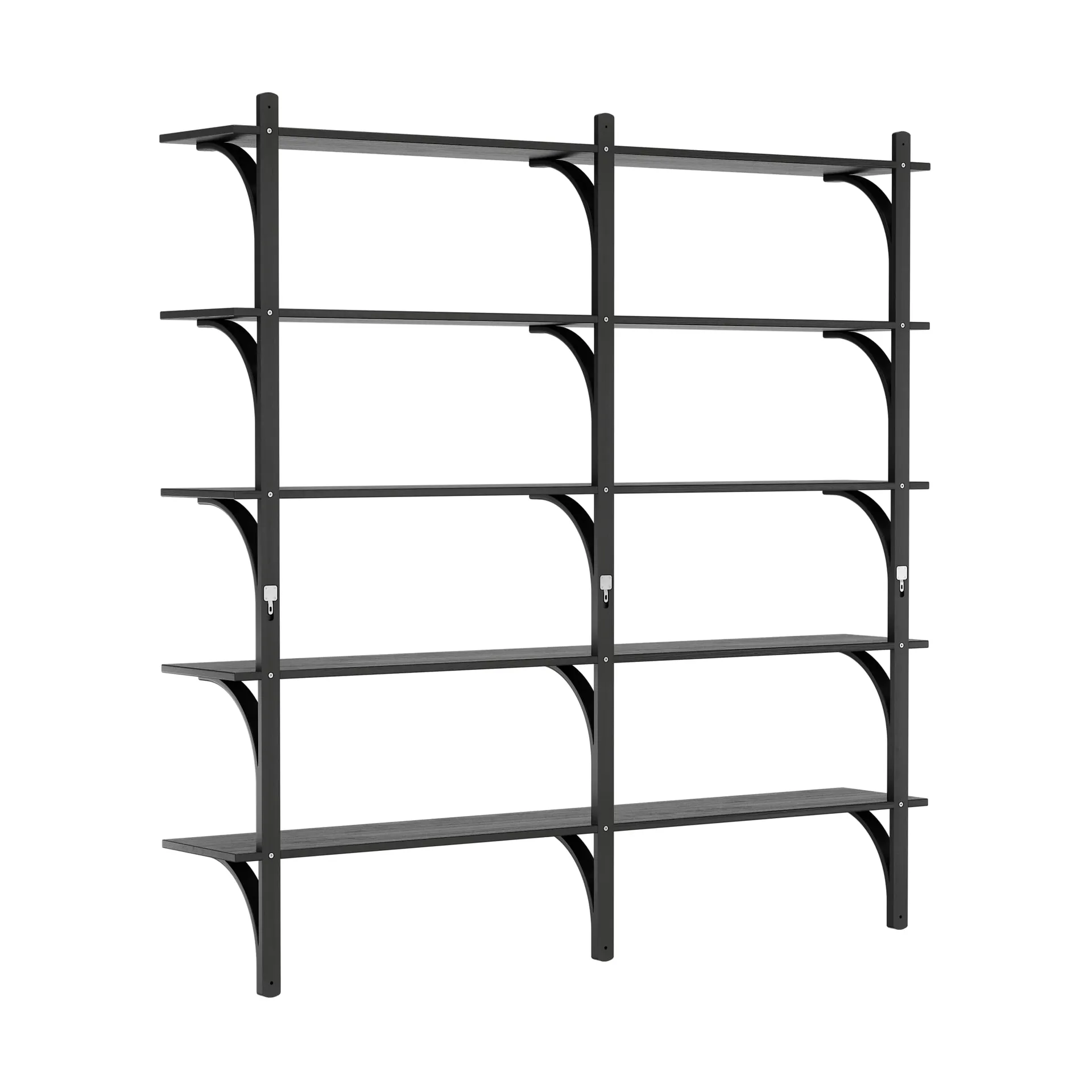 Levi hylly 5 hyllytasoa, Musta lasitus, messinki, 180 cm Swedese