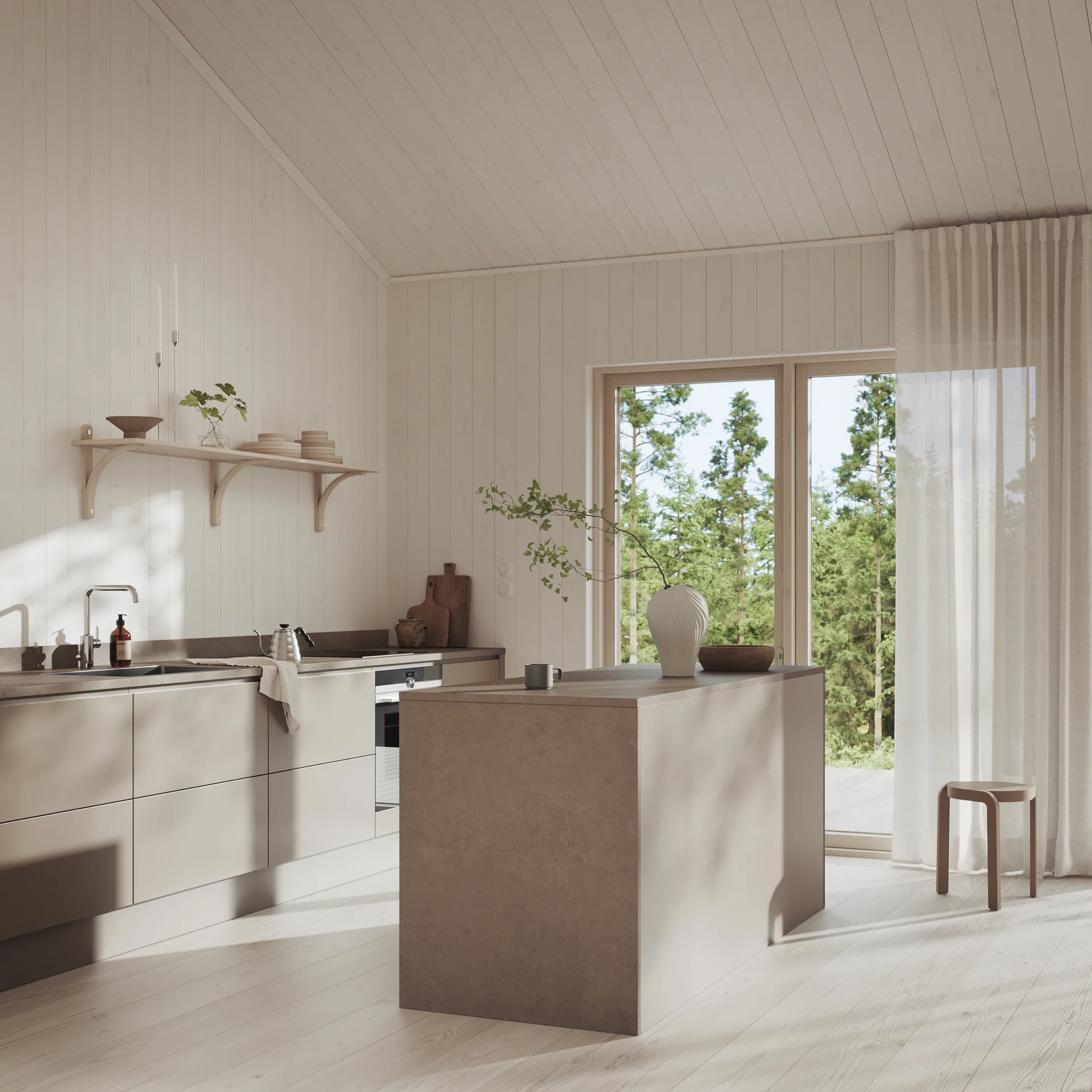 Levi hylly, Valkopigmentoitu tammi-messinki, 2 hyllytasoa, 180 cm Swedese