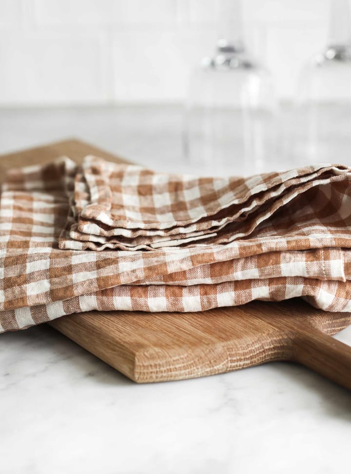 Gingham-ruudullinen keittiöpyyhe 70 x 50 cm, Biscuit Tell Me More