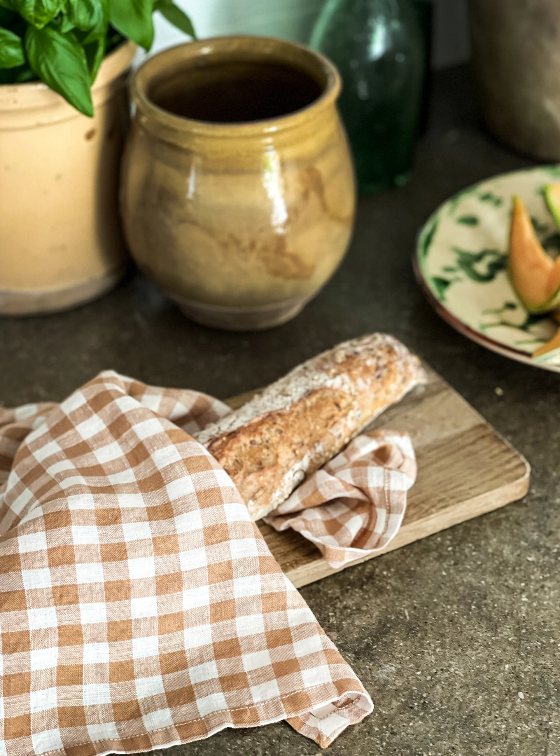 Gingham-ruudullinen keittiöpyyhe 70 x 50 cm, Biscuit Tell Me More