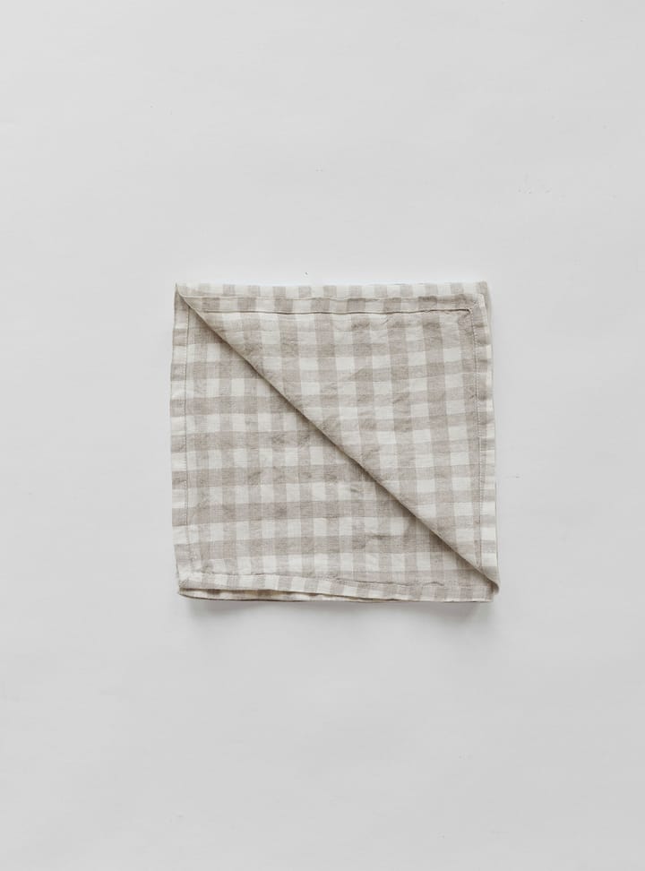 Gingham-ruudullinen pellavalautasliina 45 x 45 cm - Natural - Tell Me More