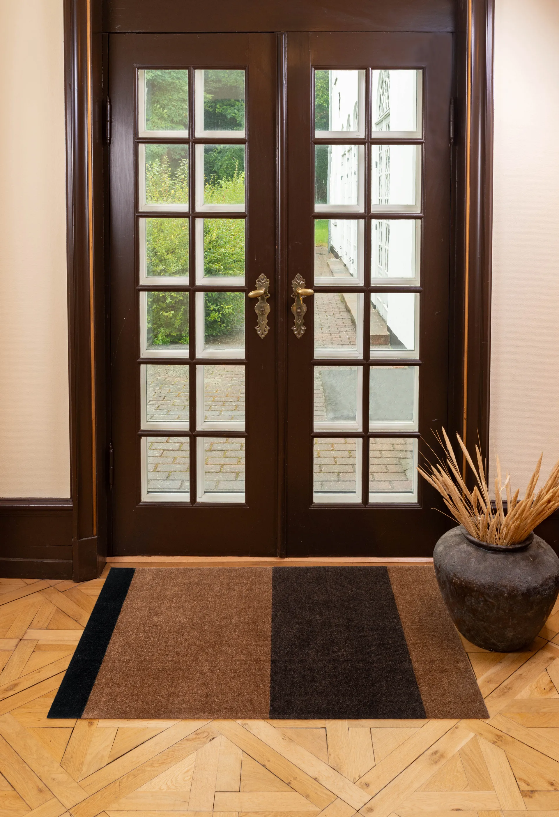 Stripes käytävämatto vaakasuuntainen, Cognac-dark brown-black, 90x130 cm tica copenhagen