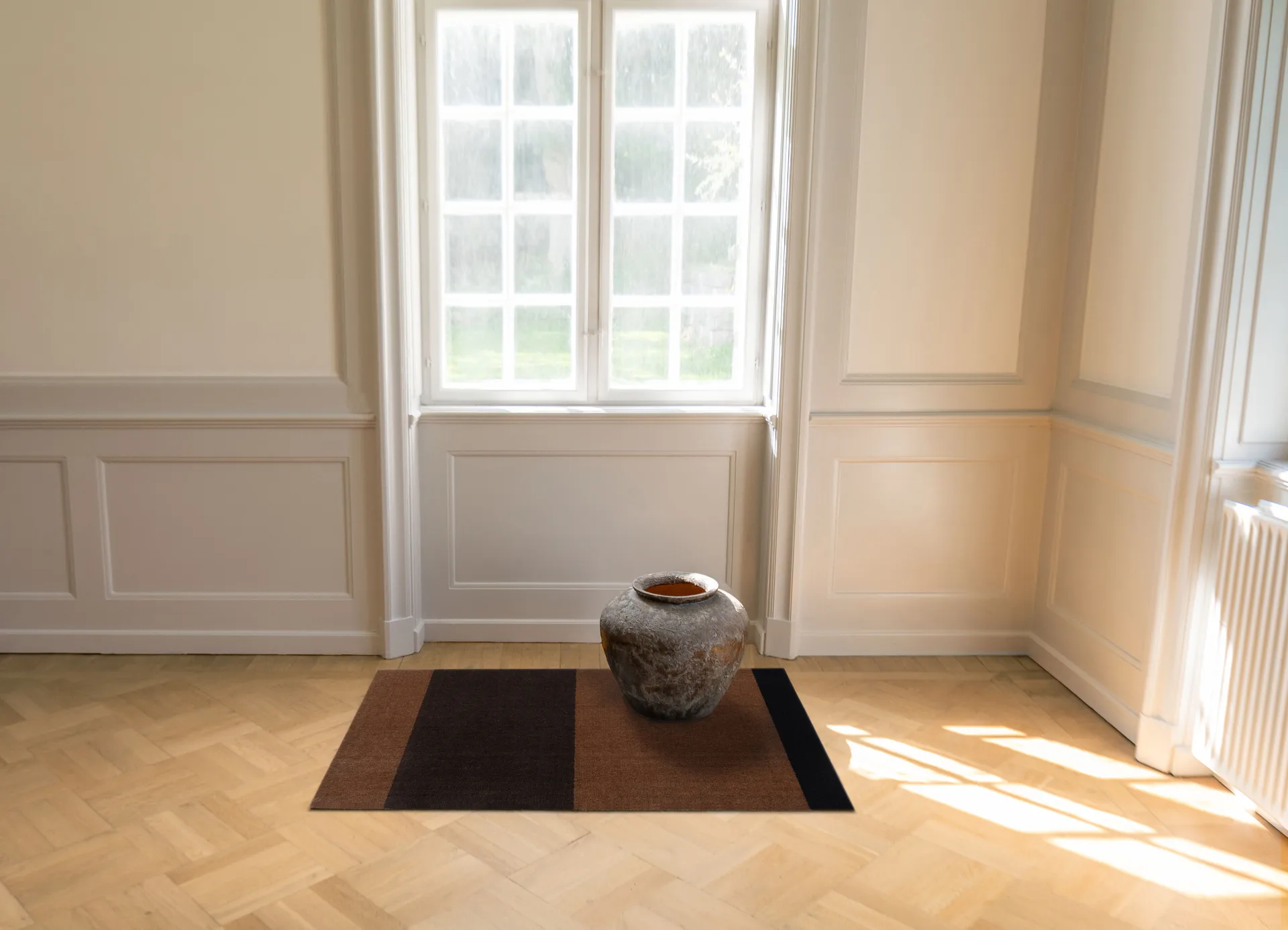 Stripes käytävämatto vaakasuuntainen, Cognac-dark brown-black, 90x130 cm tica copenhagen