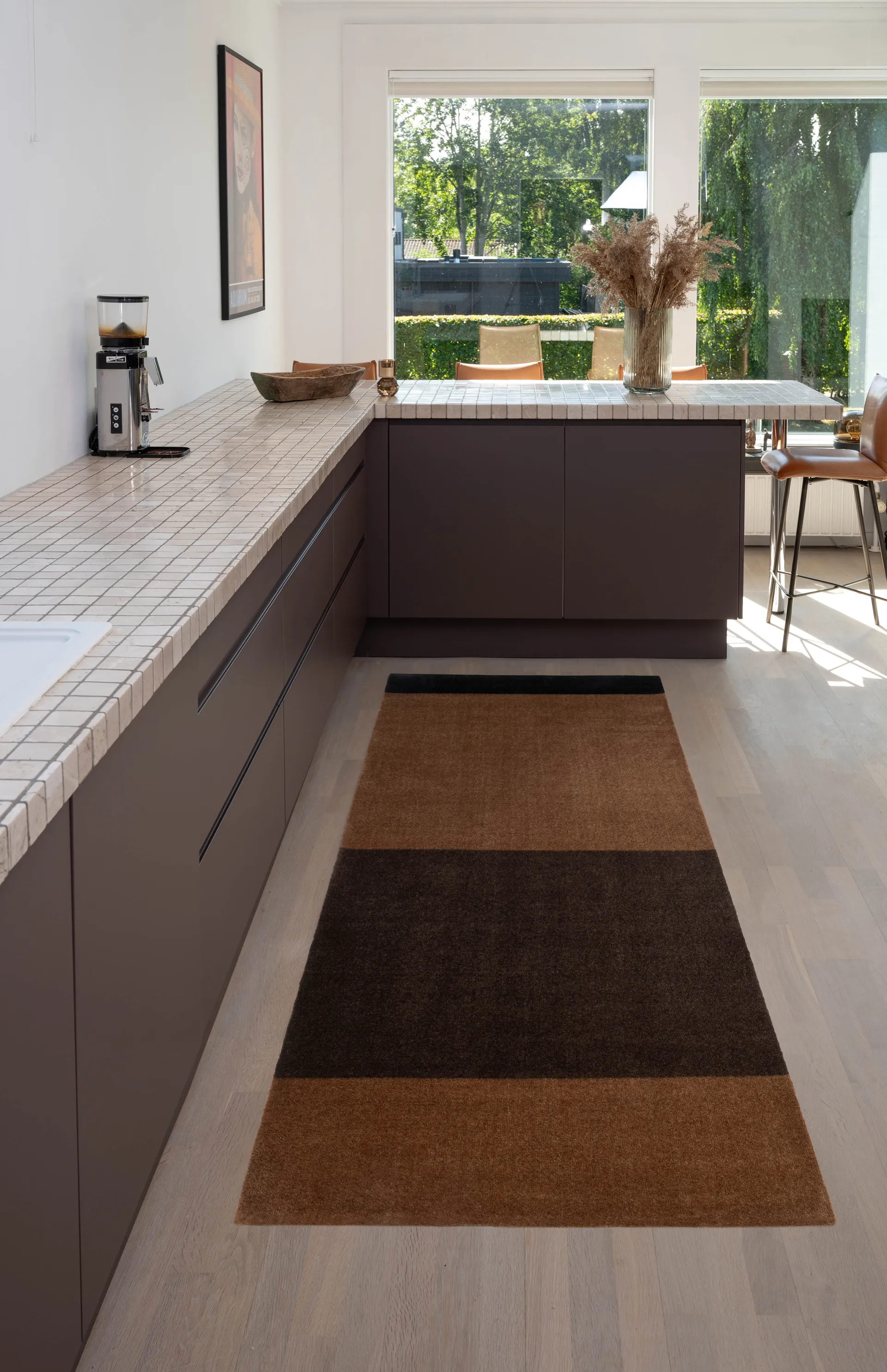 Stripes käytävämatto vaakasuuntainen, Cognac-dark brown-black, 90x200 cm tica copenhagen