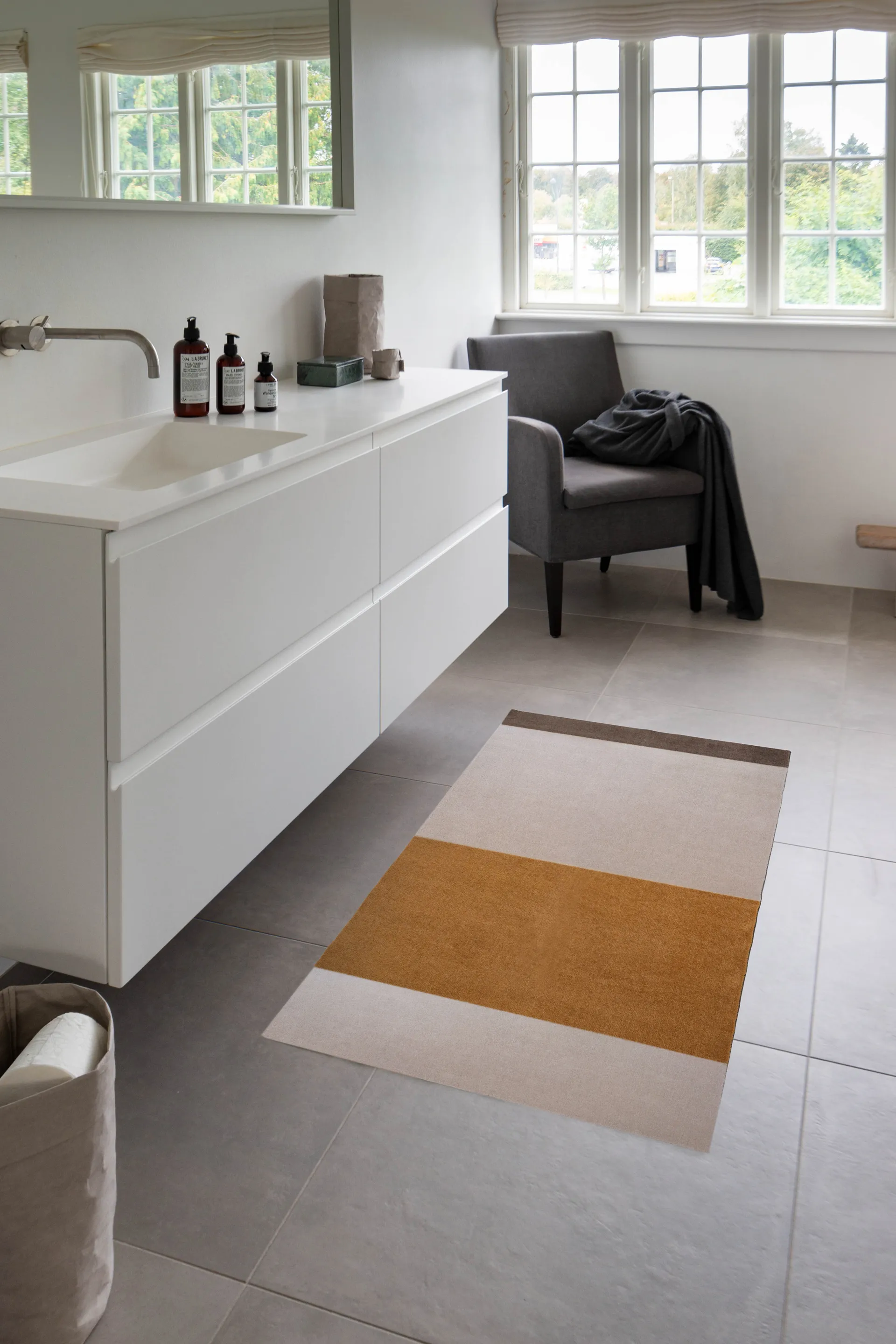 Stripes käytävämatto vaakasuuntainen, Ivory-dijon-brown, 67 x 120 cm tica copenhagen