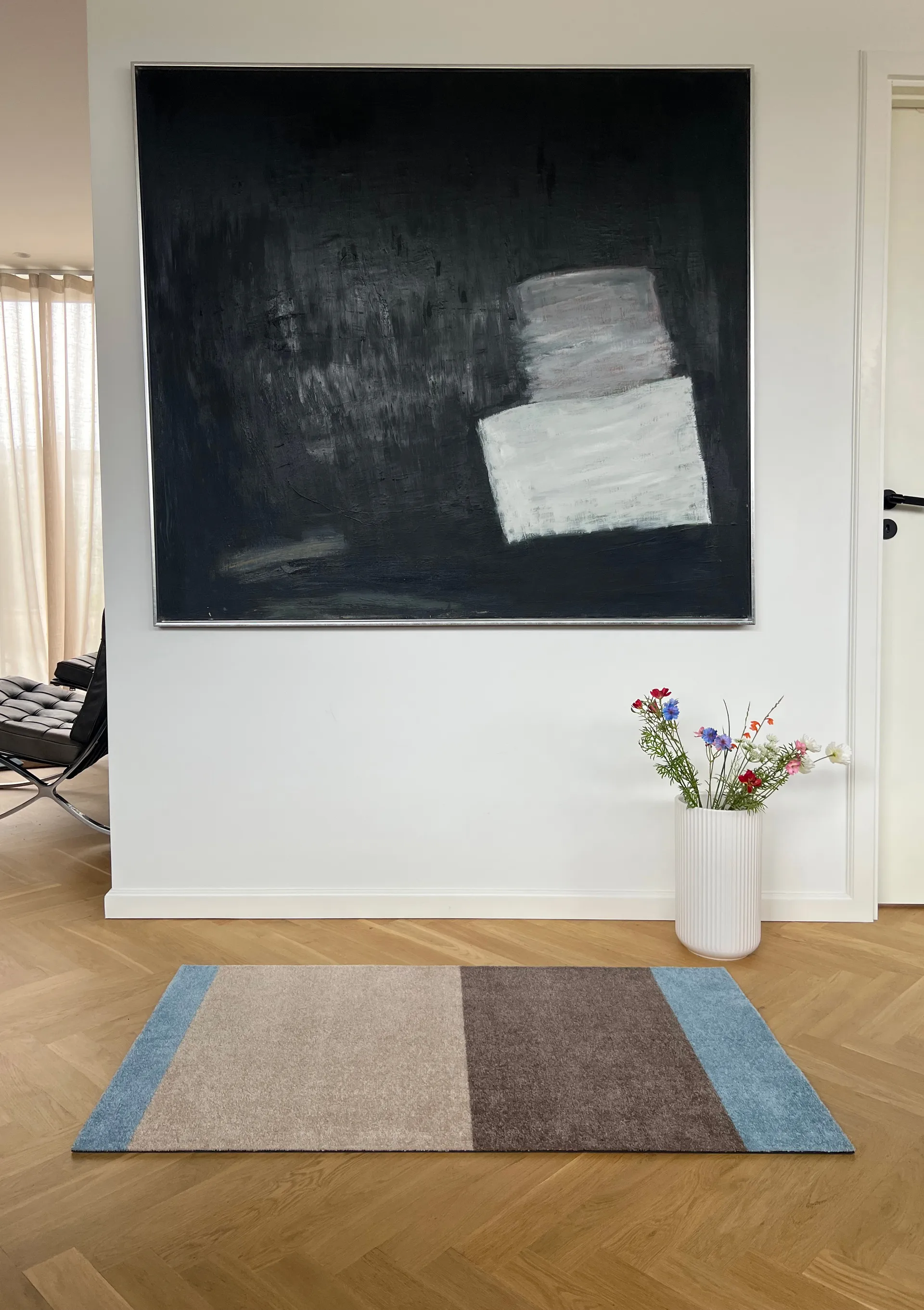 Stripes käytävämatto vaakasuuntainen, Ivory-sand-blue, 67x120 cm tica copenhagen
