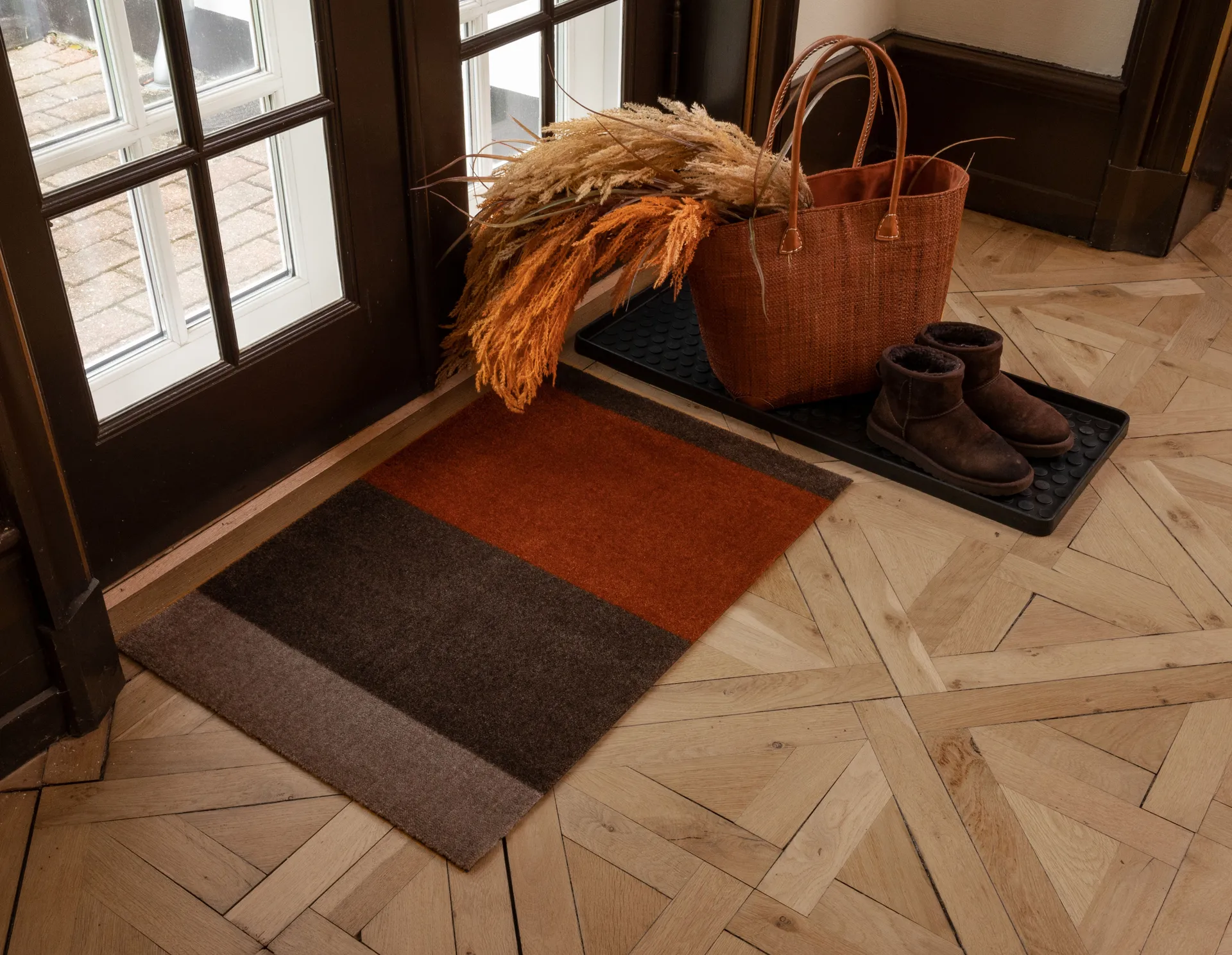 Stripes ovimatto vaakasuuntainen, Brown-terrakotta, 60 x 90 cm tica copenhagen