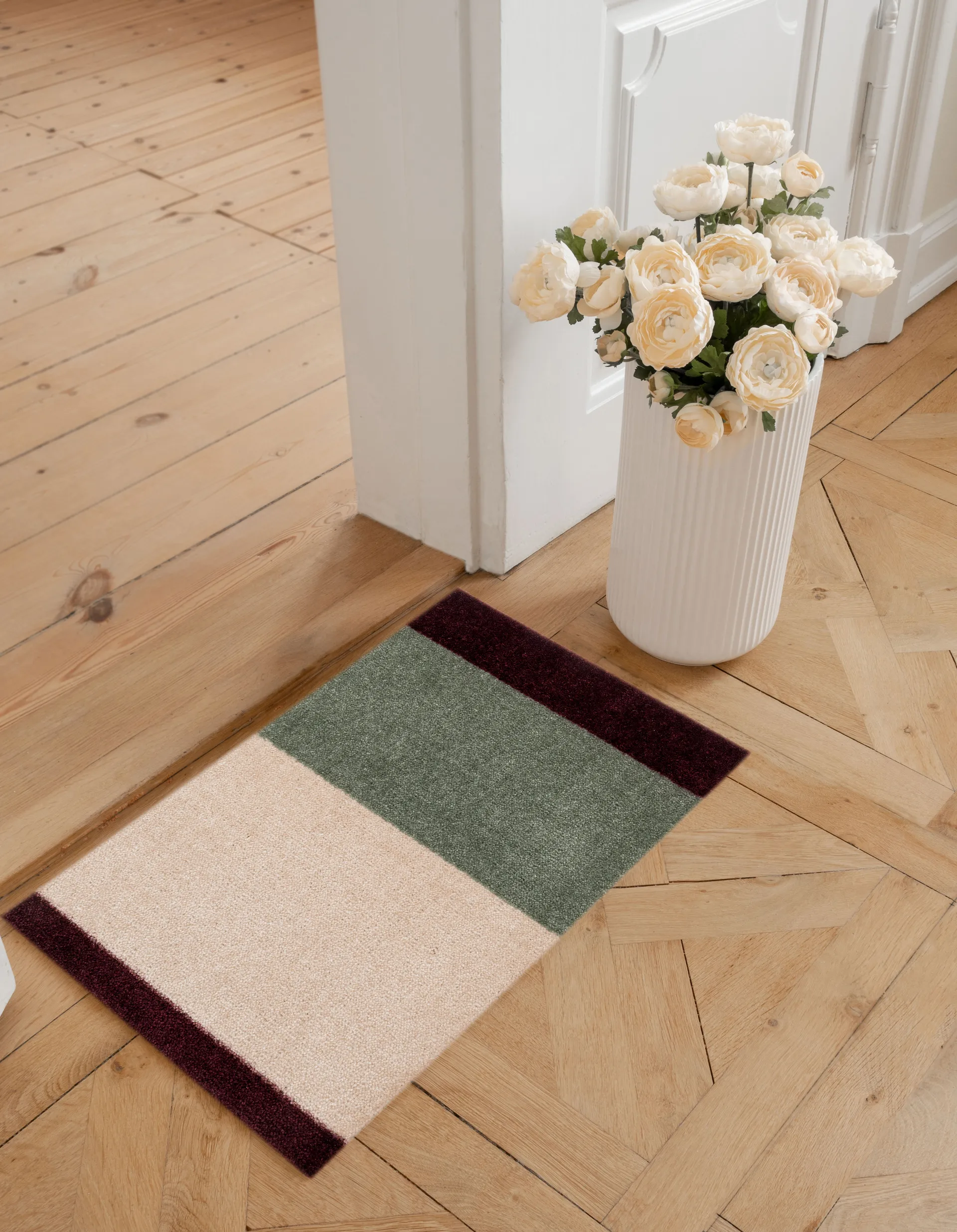 Stripes ovimatto vaakasuuntainen, Green-ivory-bordeaux, 40x60 cm tica copenhagen