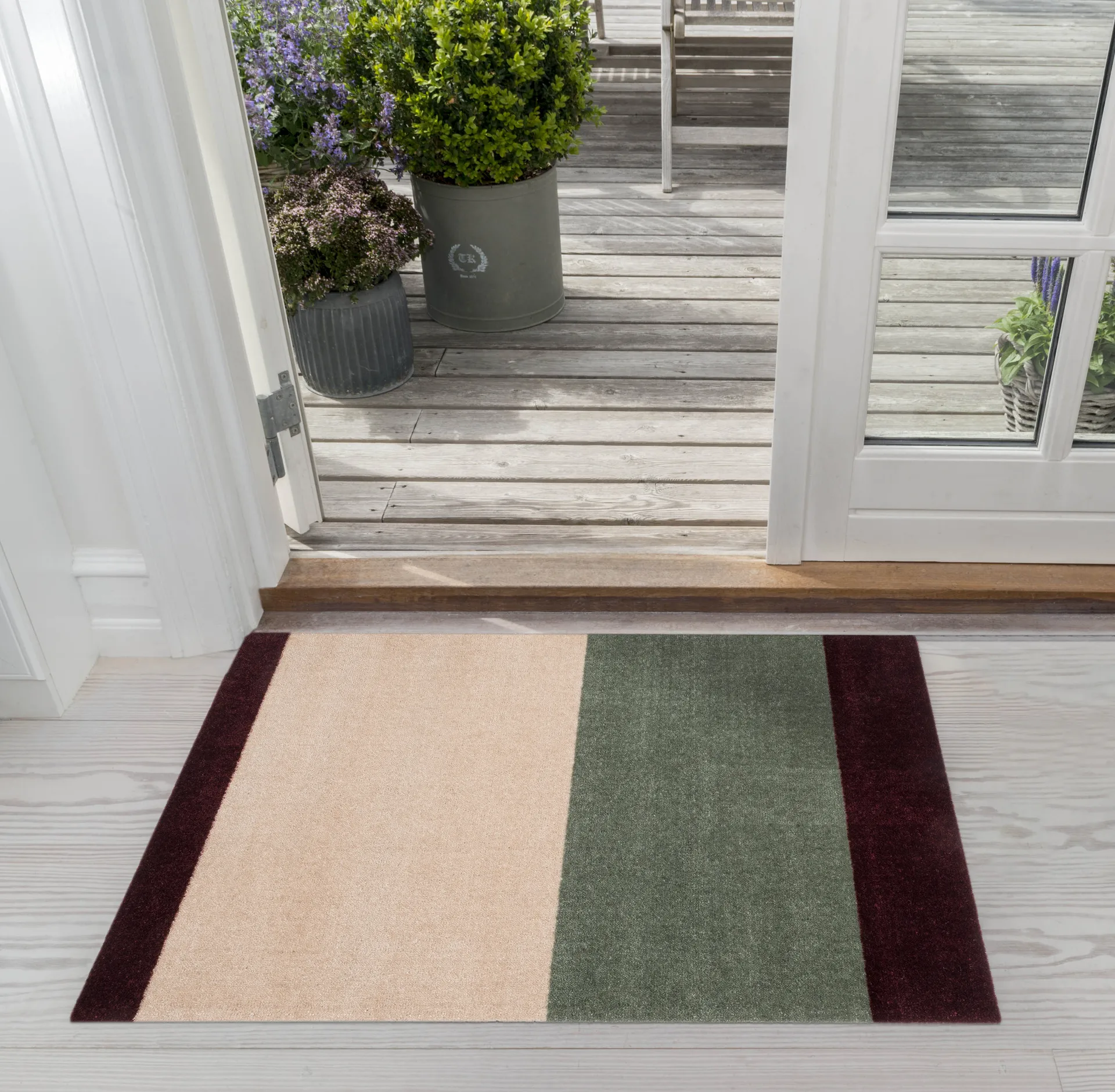 Stripes ovimatto vaakasuuntainen, Green-ivory-bordeaux, 60x90 cm tica copenhagen
