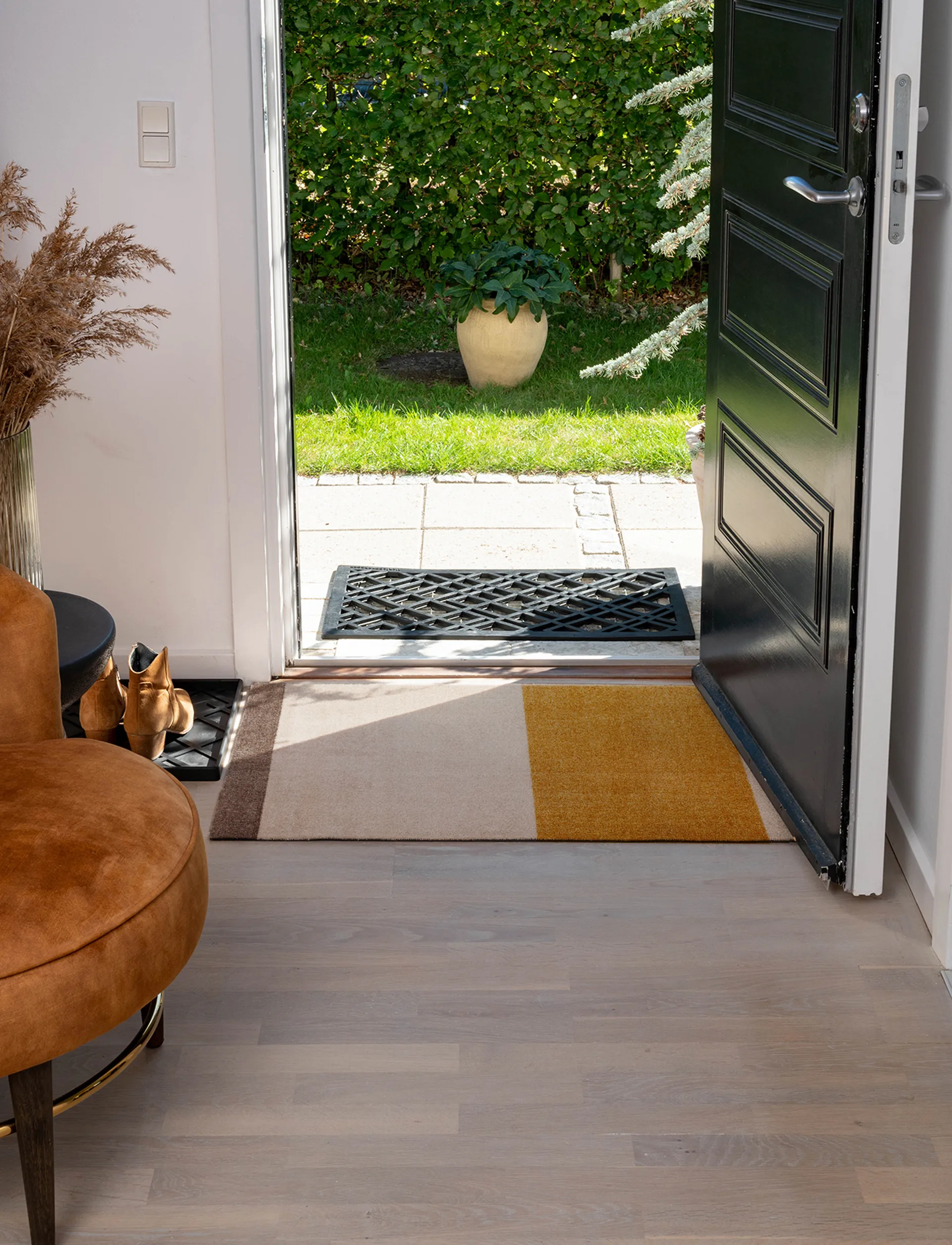 Stripes ovimatto vaakasuuntainen, Ivory-dijon-brown, 60 x 90 cm tica copenhagen