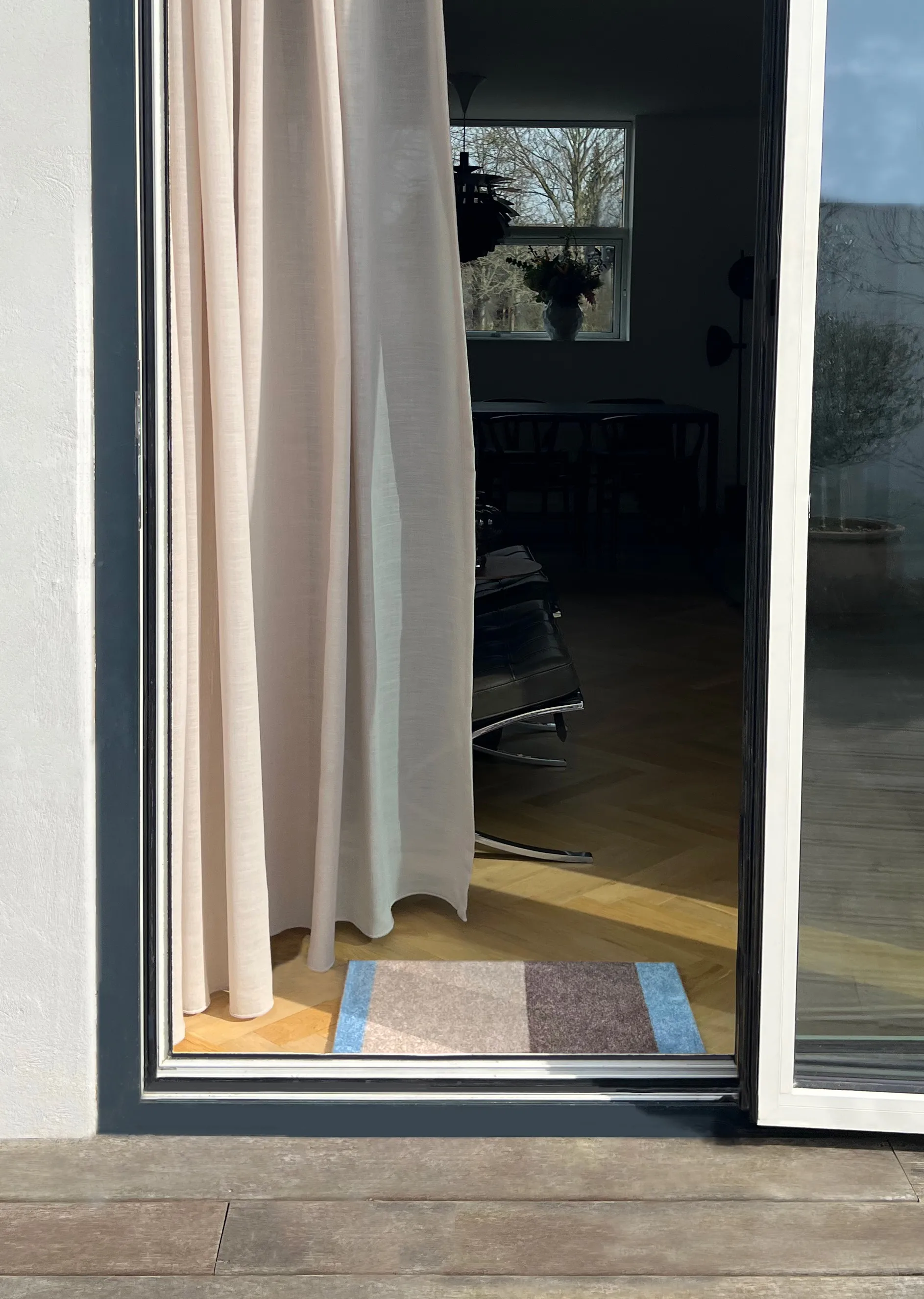 Stripes ovimatto vaakasuuntainen, Ivory-sand-blue, 40x60 cm tica copenhagen