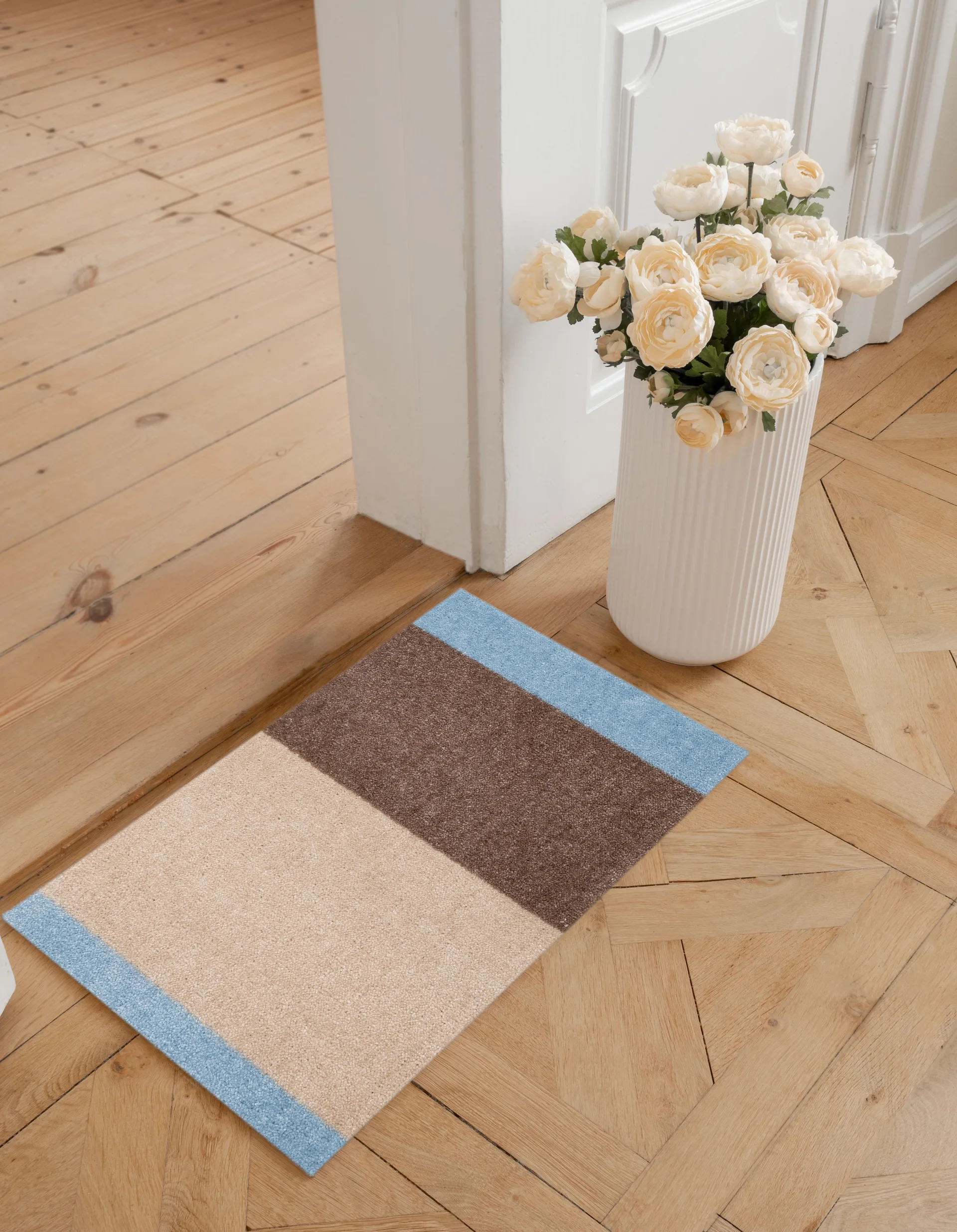 Stripes ovimatto vaakasuuntainen, Ivory-sand-blue, 40x60 cm tica copenhagen