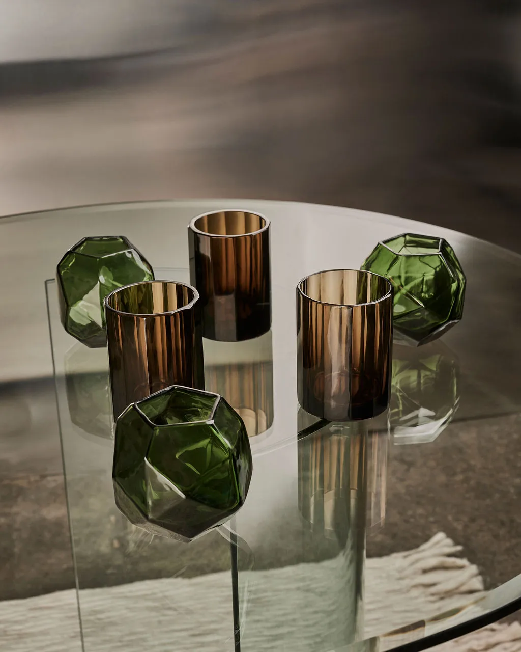 Aspelin kynttilälyhty Ø8x11 cm, Brown Tinted