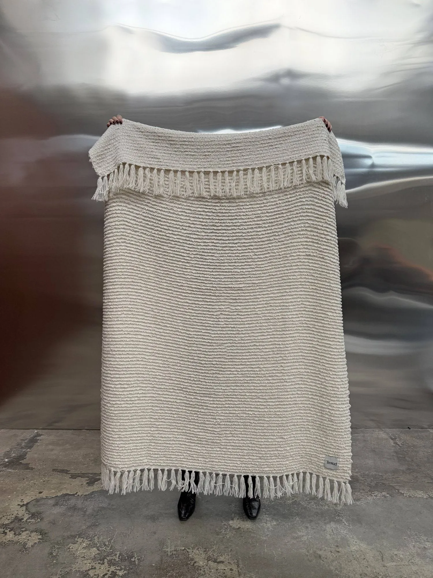 Janzen bouclé viltti, Solid off white-natural, 130x170 cm Tinted