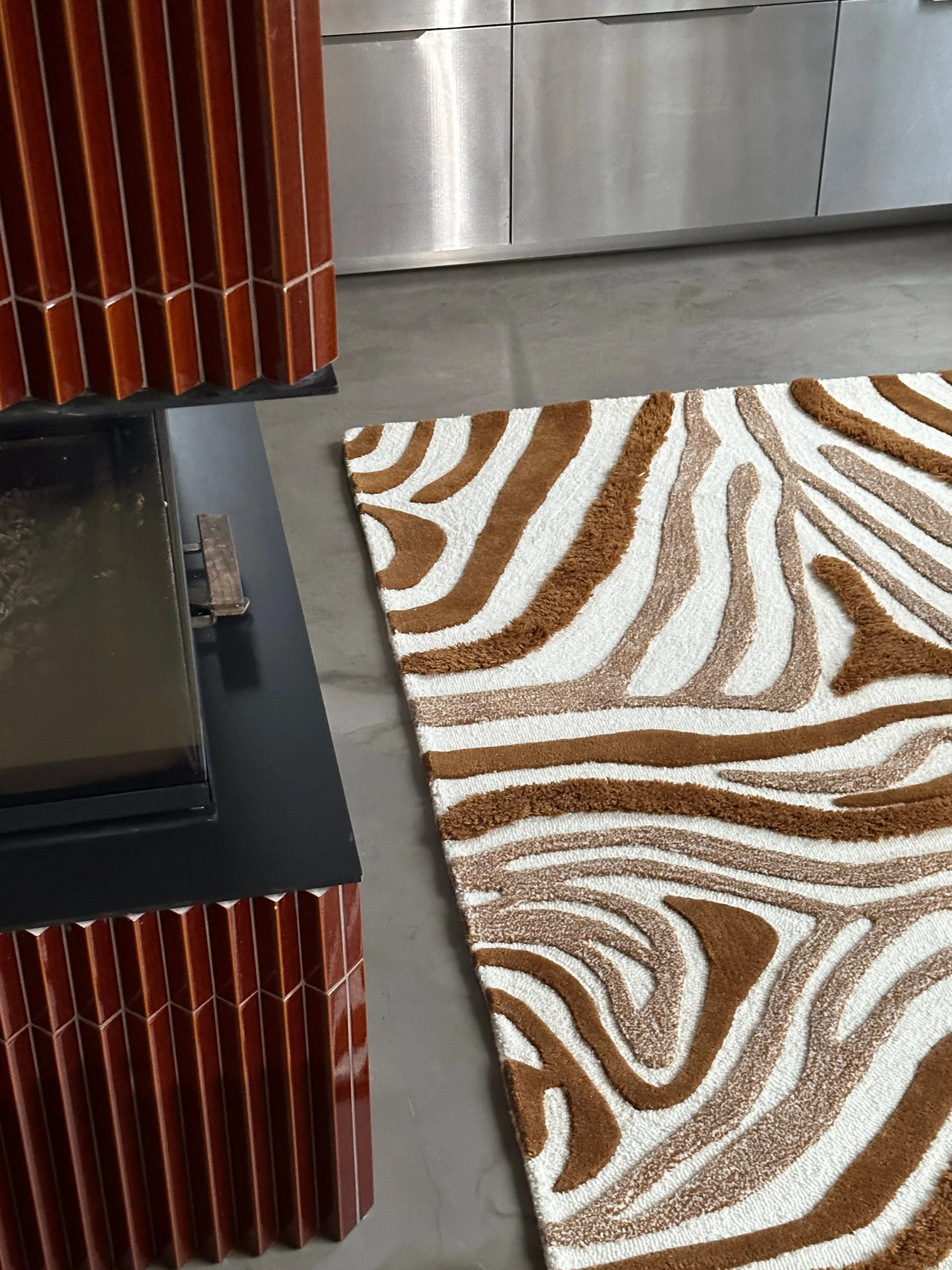 Jepson villamatto 130x180 cm, Brown-off white Tinted