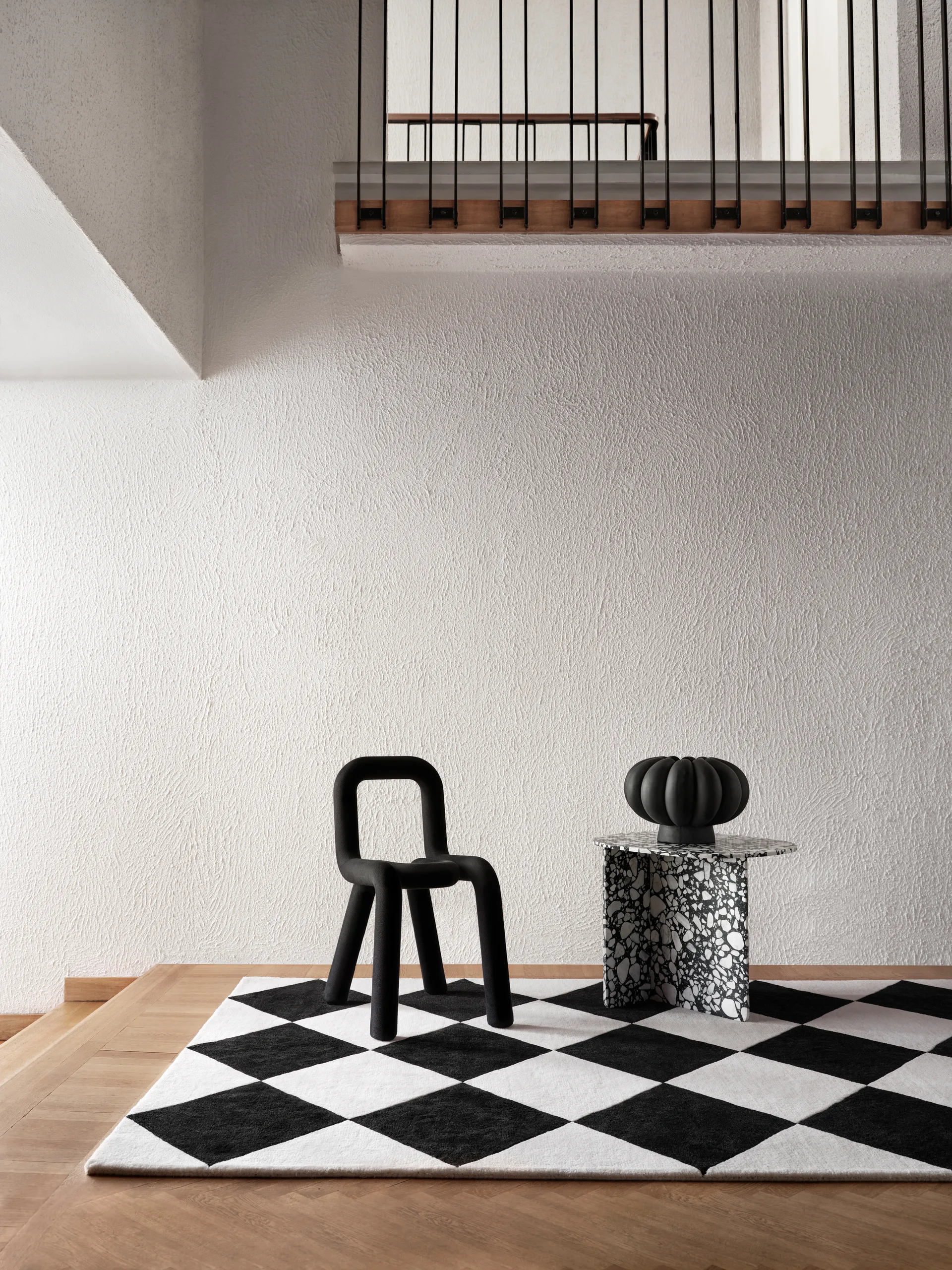 Tenman villamatto 170x240 cm, Black-white Tinted