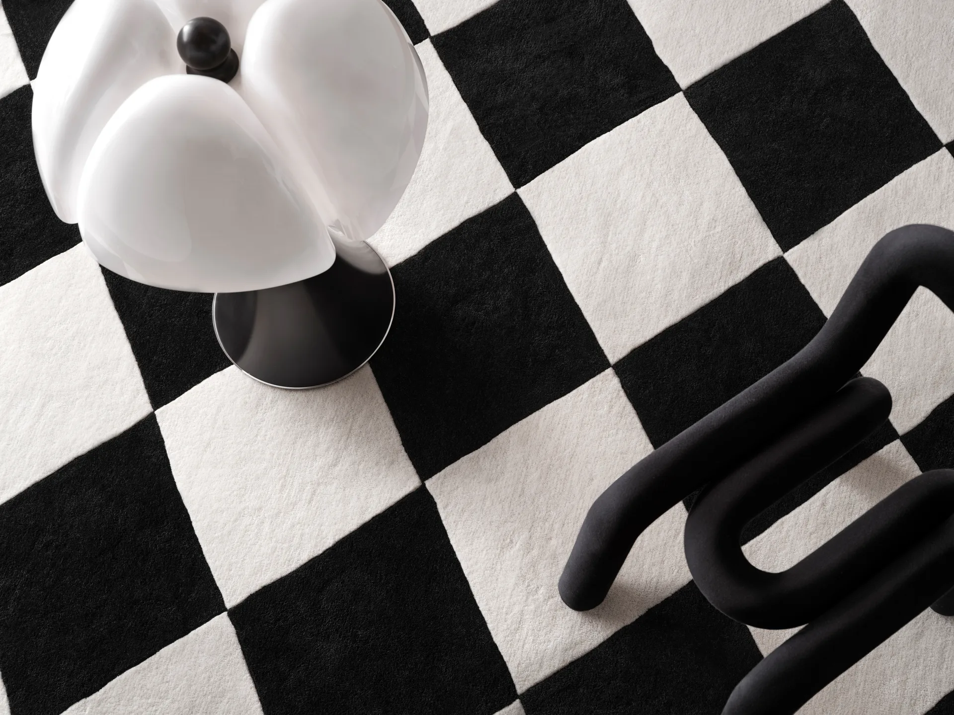 Tenman villamatto 170x240 cm, Black-white Tinted