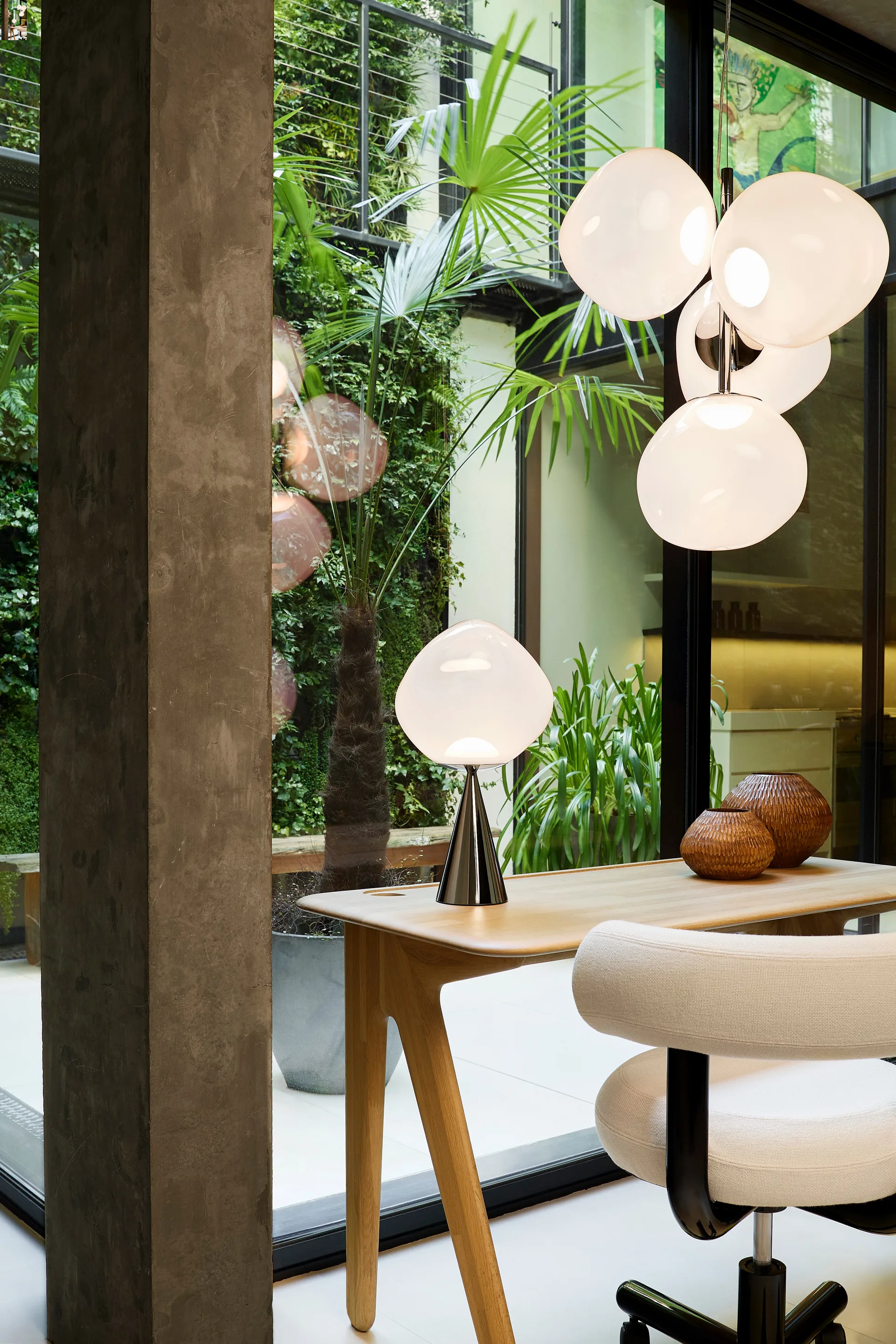 Melt Chandelier mini kattokruunu LED 63,4 cm, Opal-silver Tom Dixon