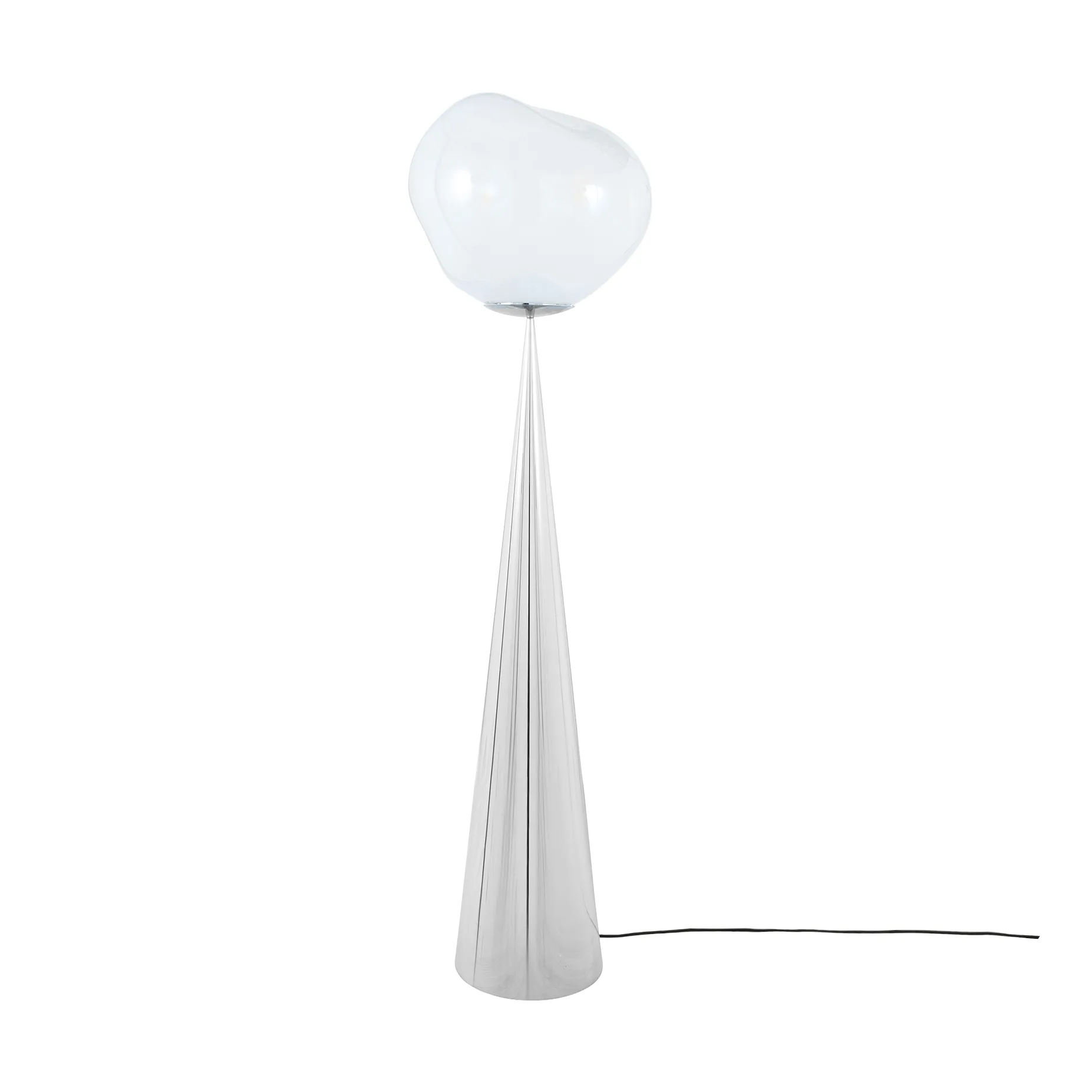 Melt Cone fat lattiavalaisin LED 174,5 cm, Opal-silver Tom Dixon
