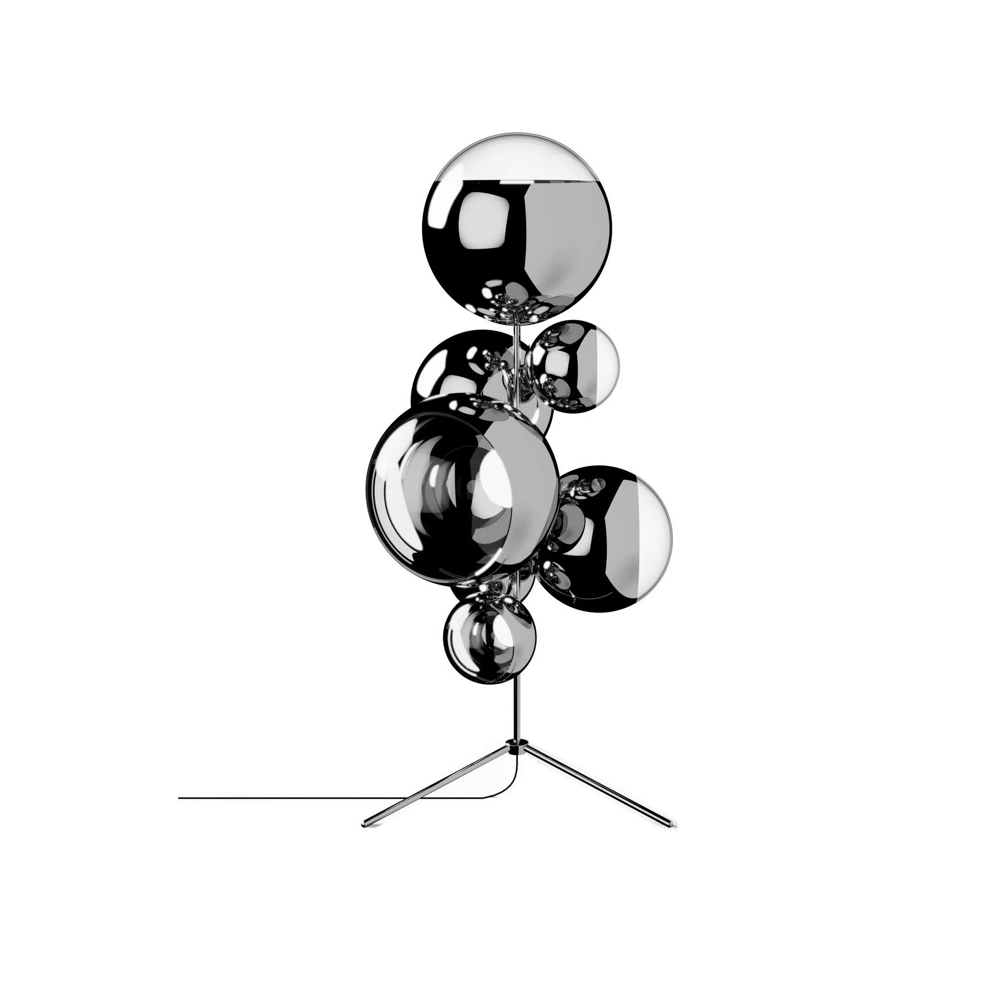 Mirror Ball kattokruunu LED-lattiavalaisin 181 cm, Hopea Tom Dixon