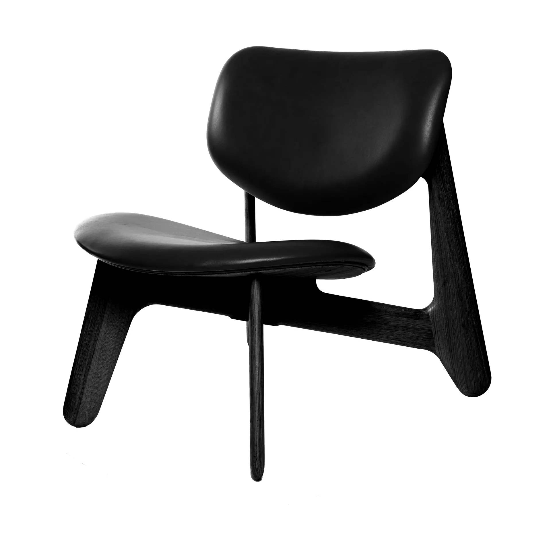 Slab lounge-tuoli verhoiltu istuin, Musta tervaleppä-black leather Tom Dixon