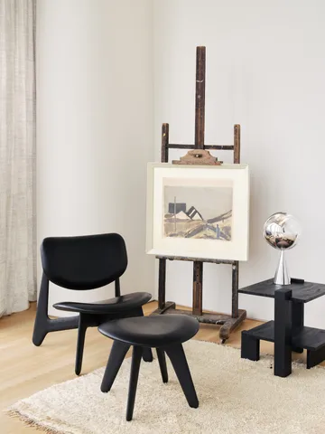 Slab lounge-tuoli verhoiltu istuin - Musta tervaleppä-black leather - Tom Dixon