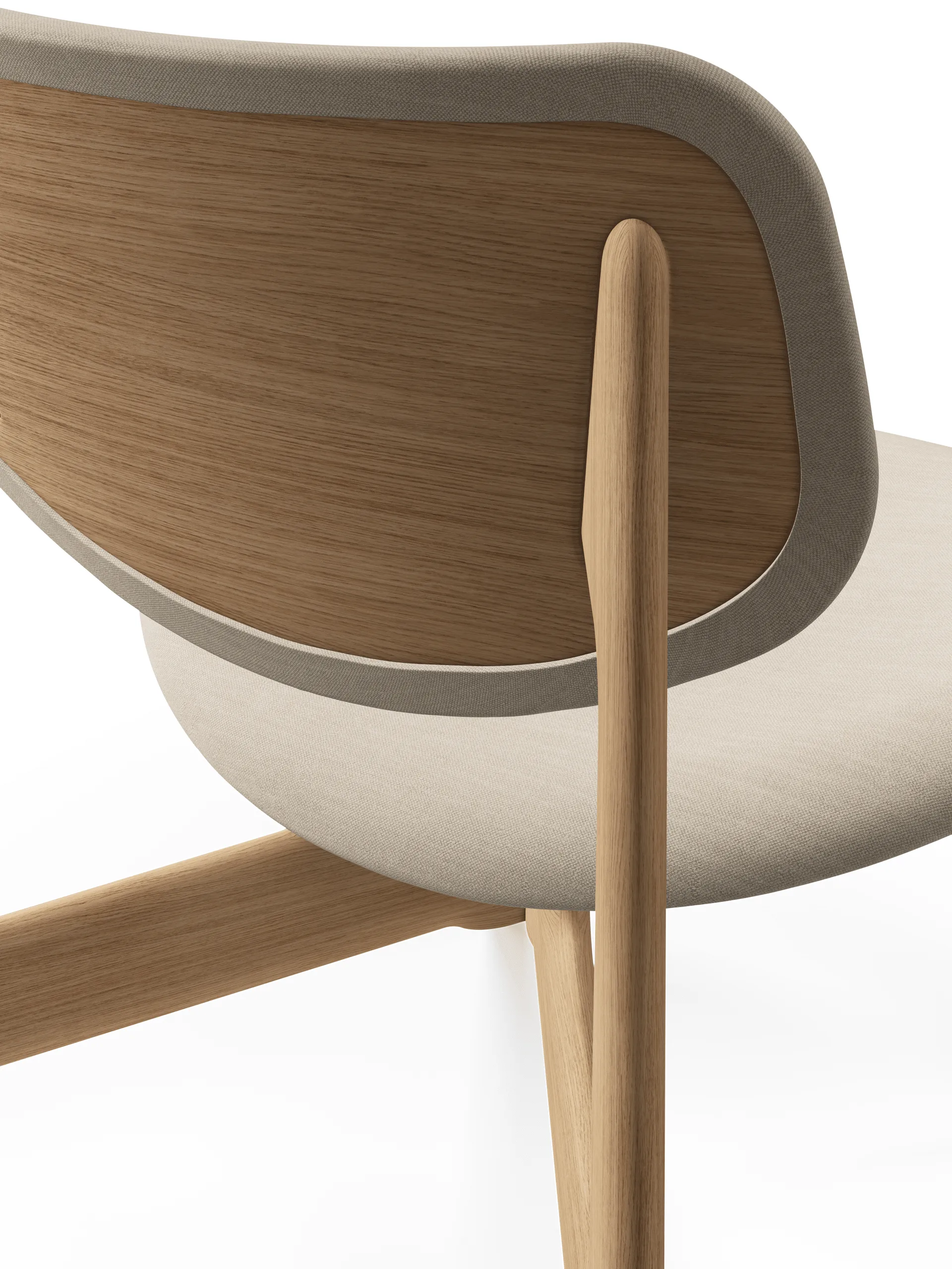 Slab lounge-tuoli verhoiltu istuin, Natural harjattu tammi-Linara 05 CMHR Cream Tom Dixon