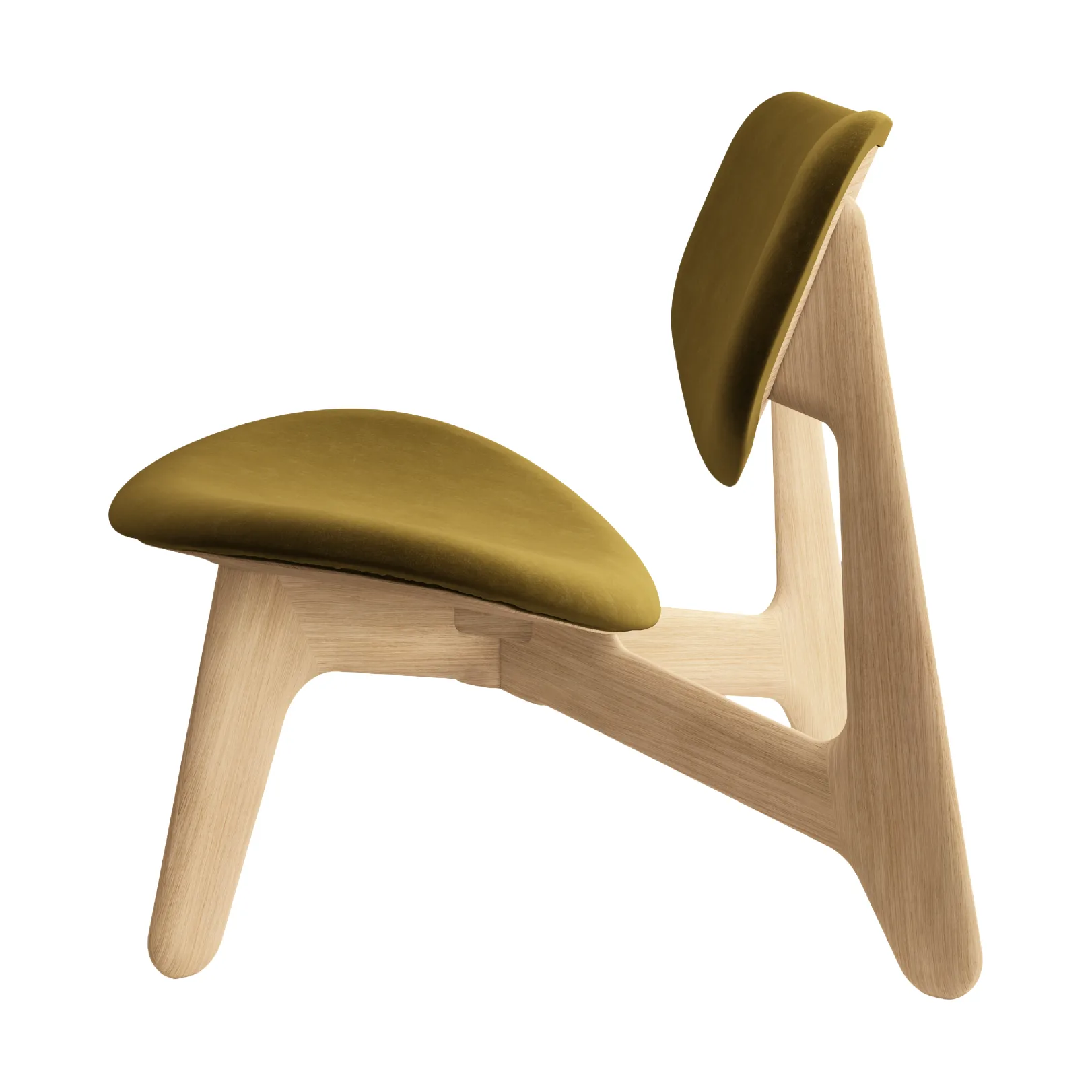 Slab lounge-tuoli verhoiltu istuin, Natural harjattu tammi-Royal 0162 CMHR Khaki Tom Dixon