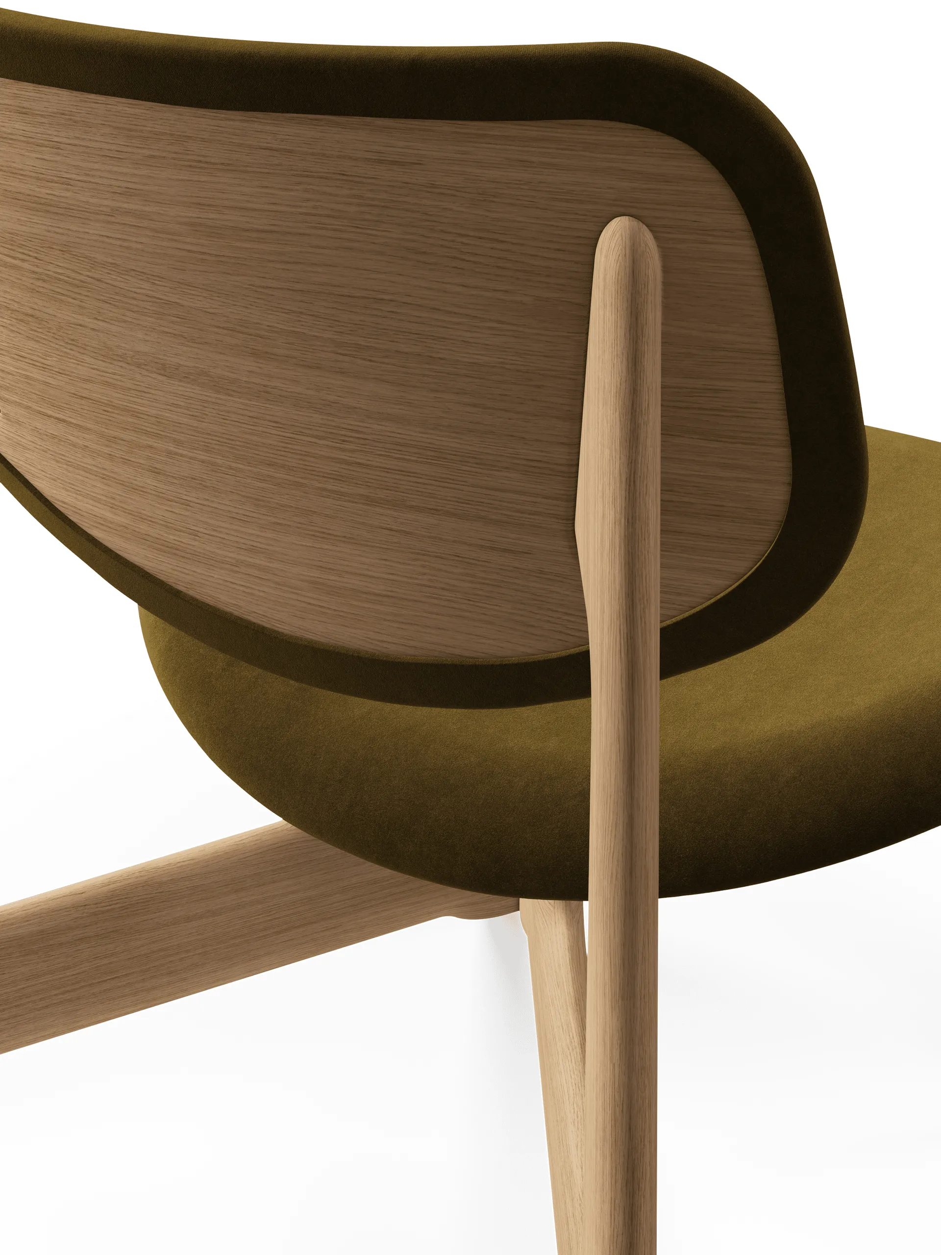 Slab lounge-tuoli verhoiltu istuin, Natural harjattu tammi-Royal 0162 CMHR Khaki Tom Dixon