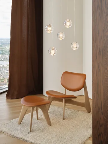 Slab lounge-tuoli verhoiltu istuin - Natural oak-cognac leather - Tom Dixon