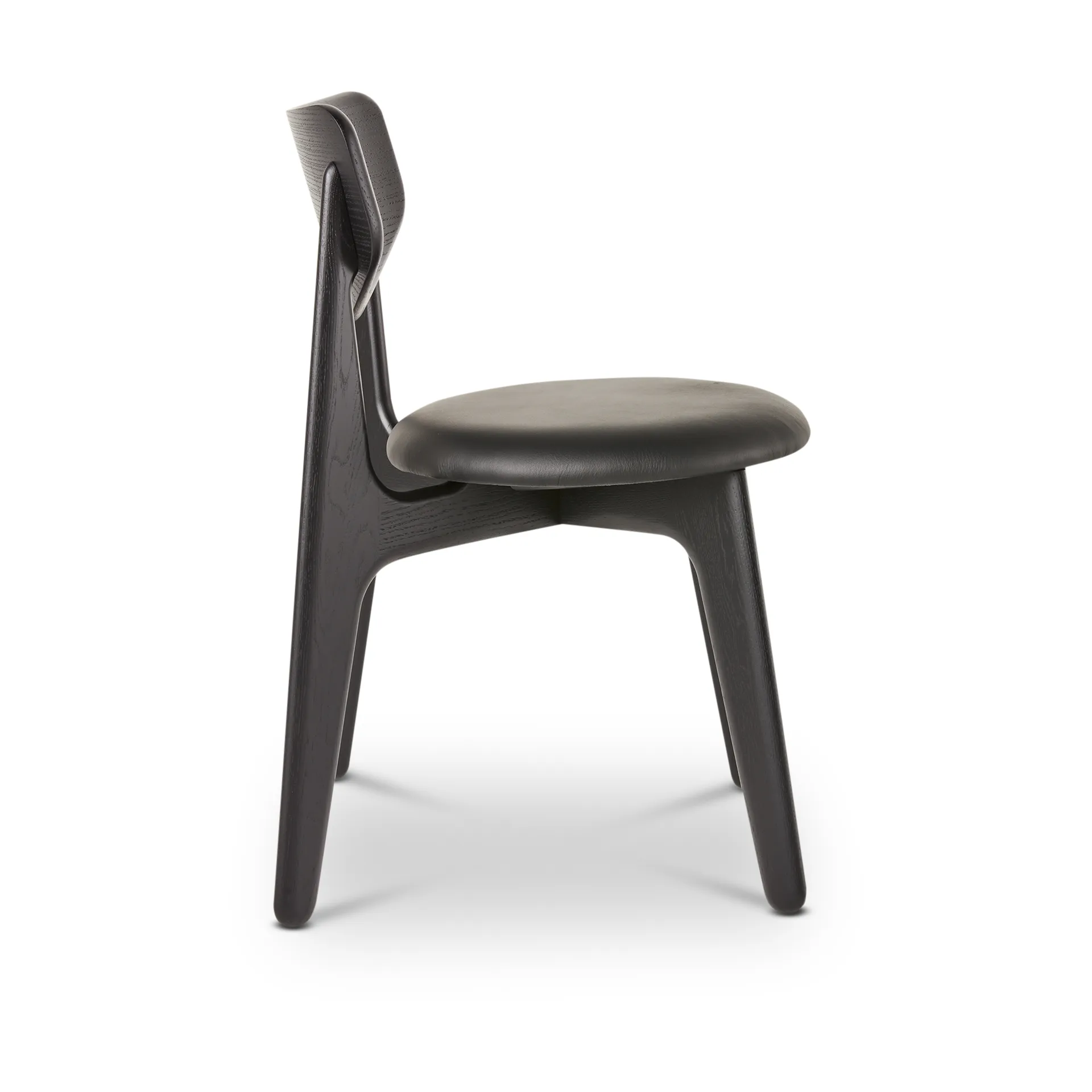 Slab ruokatuoli verhoiltu istuin, Black oak-black leather Tom Dixon