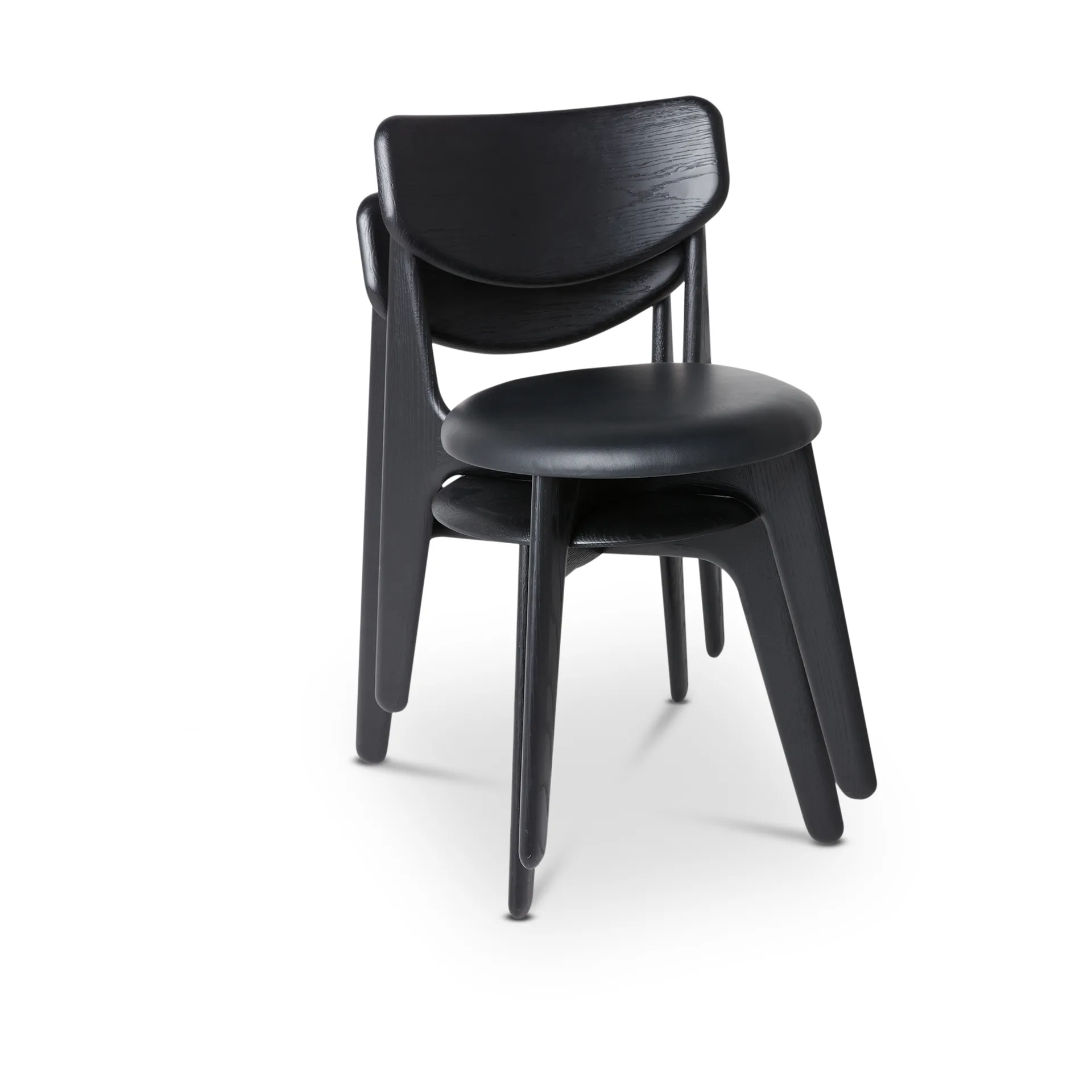 Slab ruokatuoli verhoiltu istuin, Black oak-black leather Tom Dixon