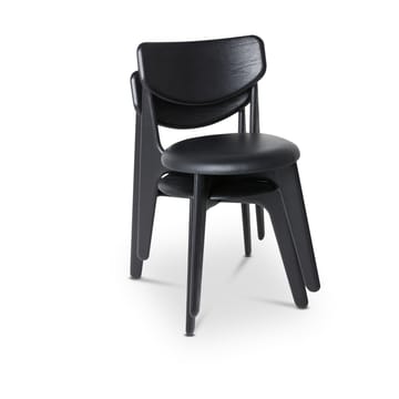 Slab ruokatuoli verhoiltu istuin - Black oak-black leather - Tom Dixon